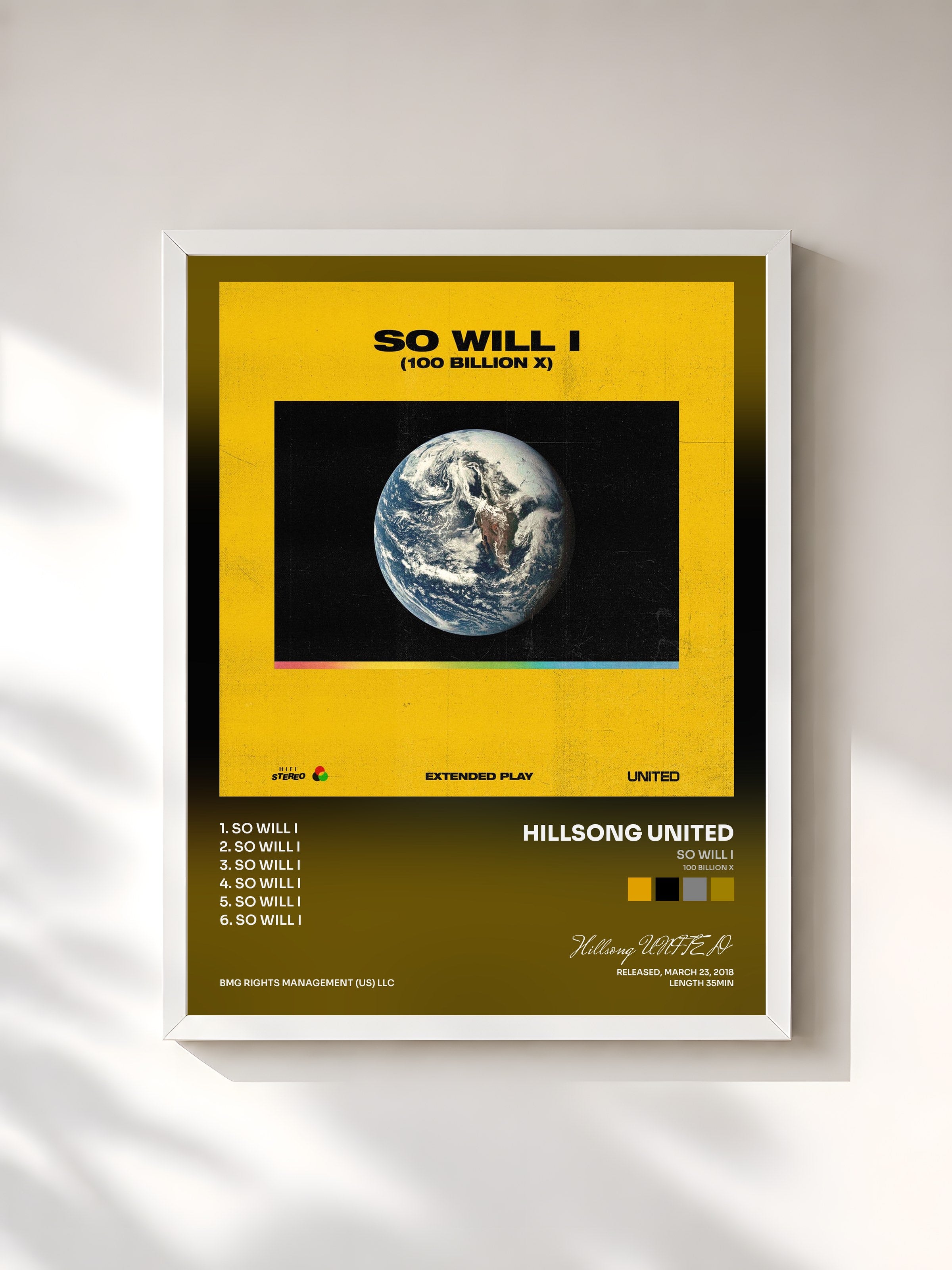 #blanc Tableau de l'album So Will I (100 Billion X) de Hillsong UNITED, cadre blanc, imprimé et encadré en France