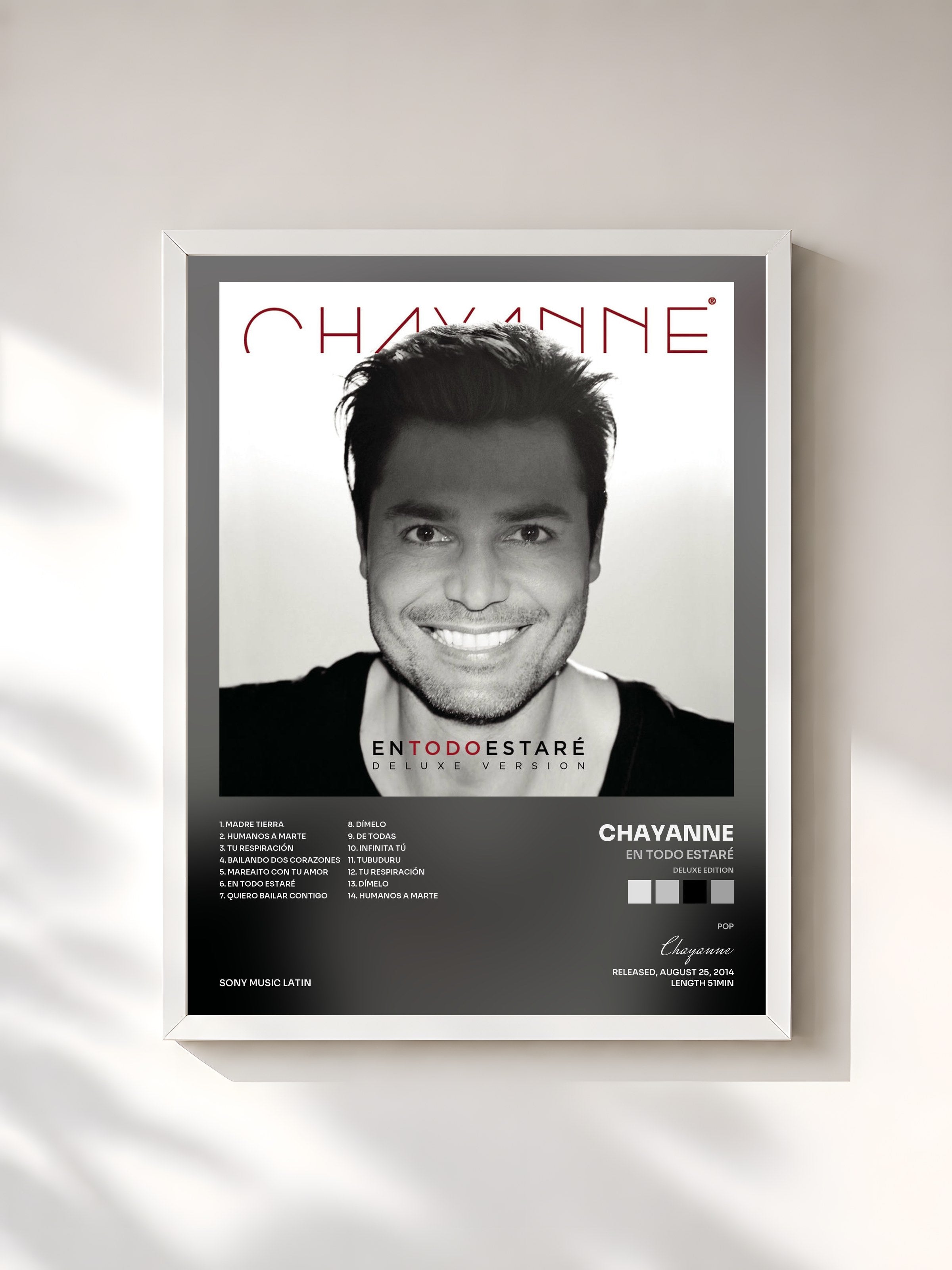 #blanc Tableau de l'album En Todo Estaré (Deluxe Edition) de Chayanne, cadre blanc, imprimé et encadré en France