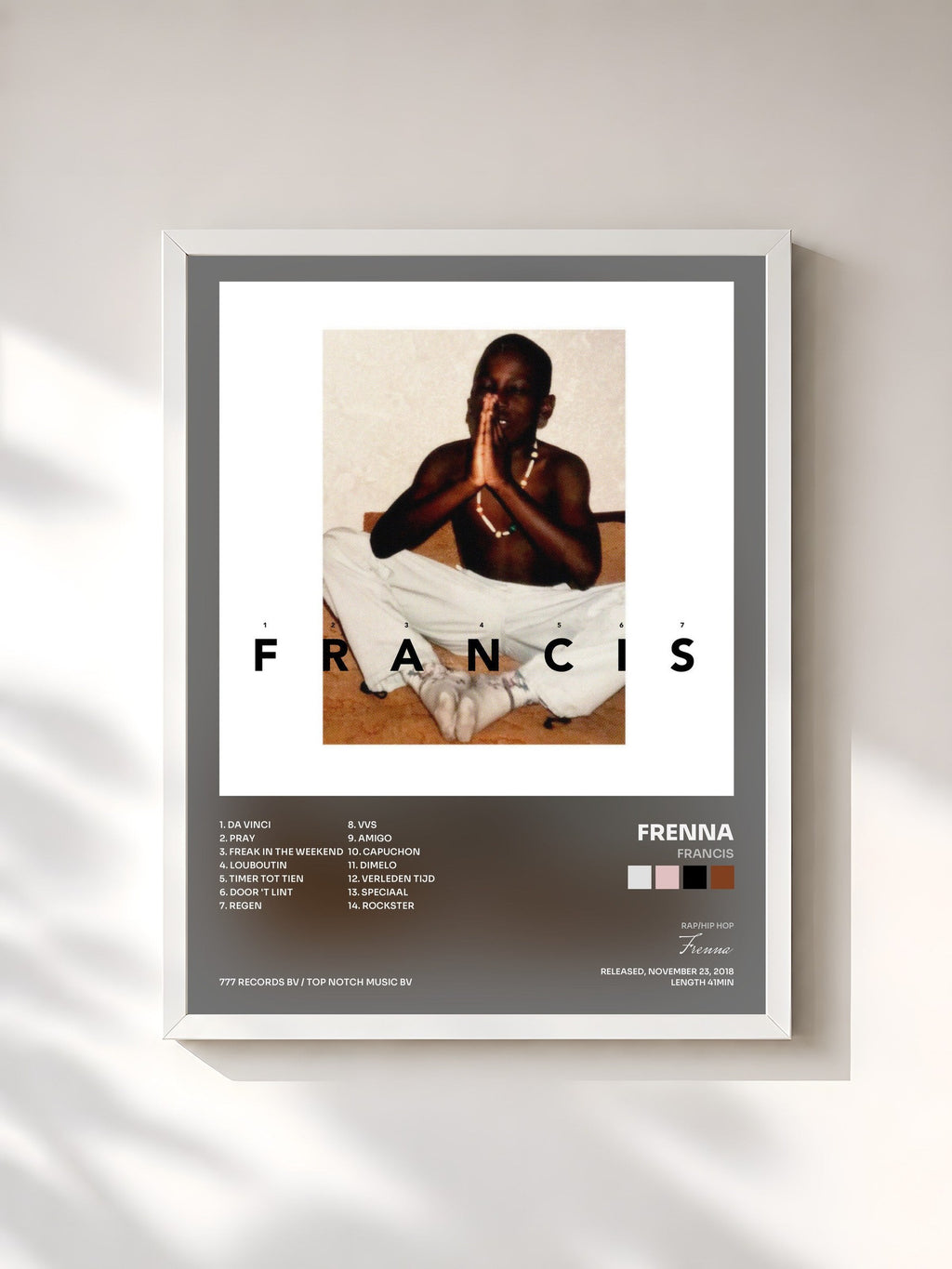 #blanc Francis di Frenna in stampa incorniciata, cornice bianca, stampata e incorniciata in Francia