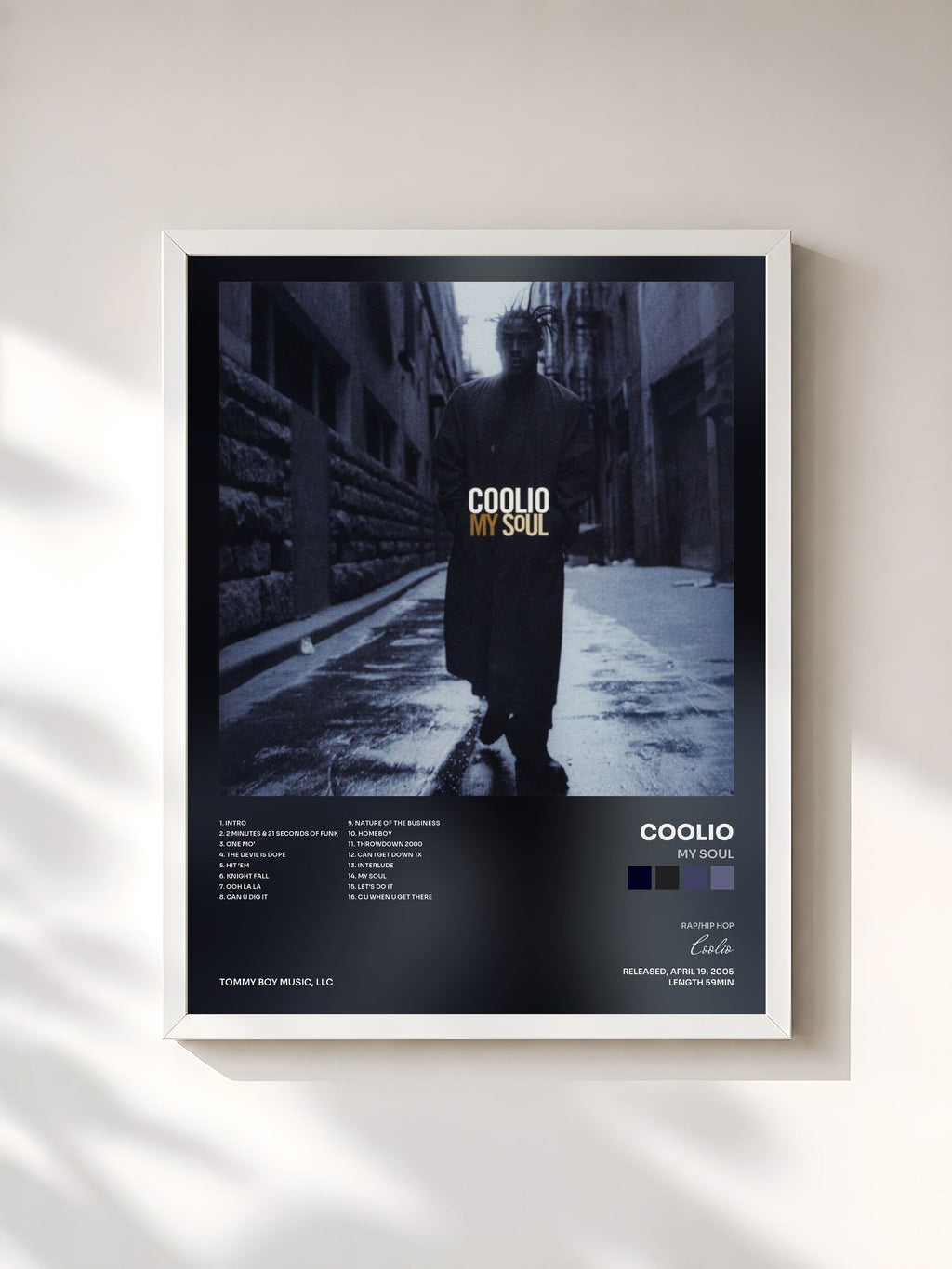 #blanc My Soul by Coolio as a framed art print, white frame, printed and framed in France