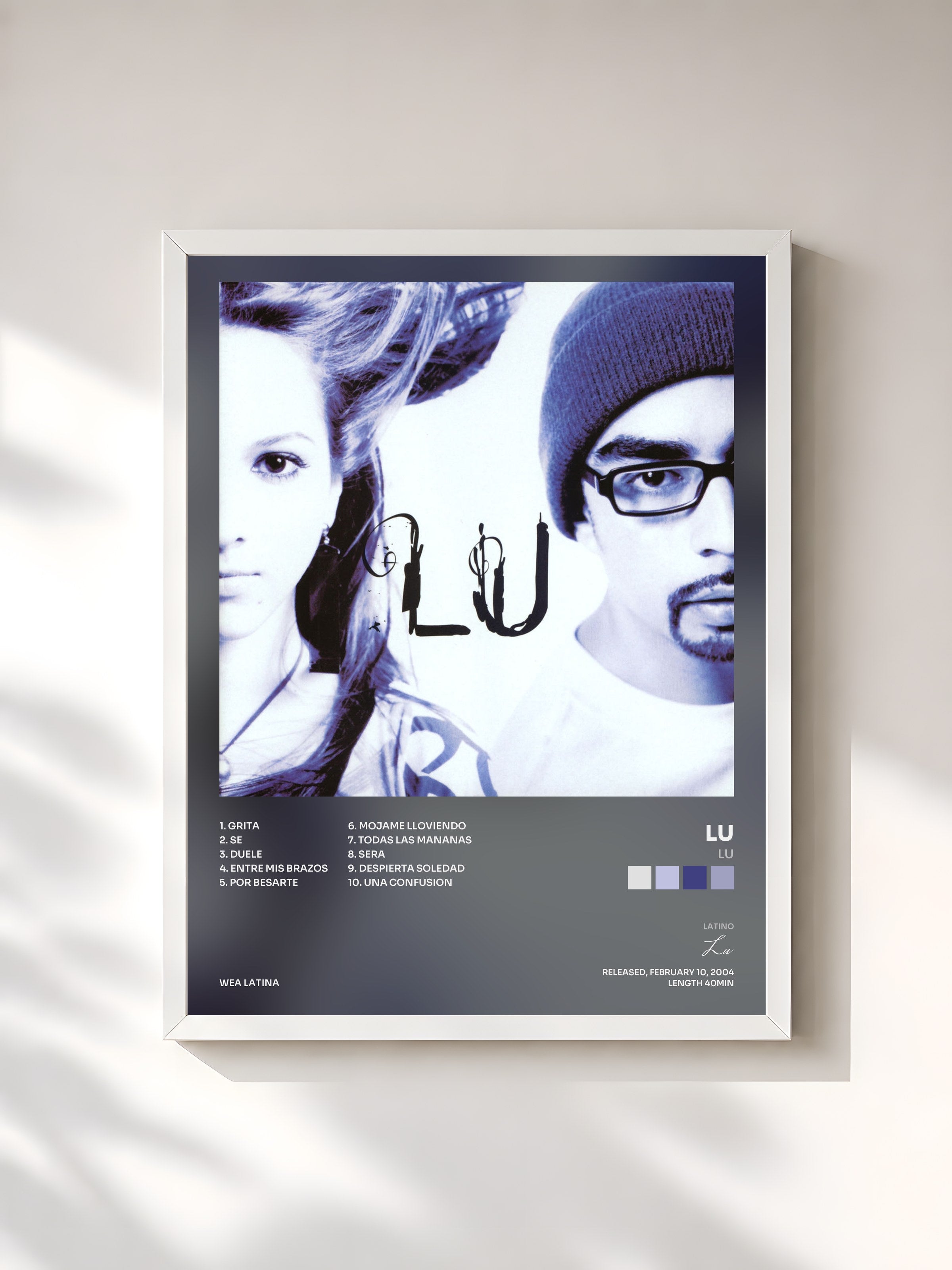 #blanc Tableau de l'album Lu de Lu, cadre blanc, imprimé et encadré en France