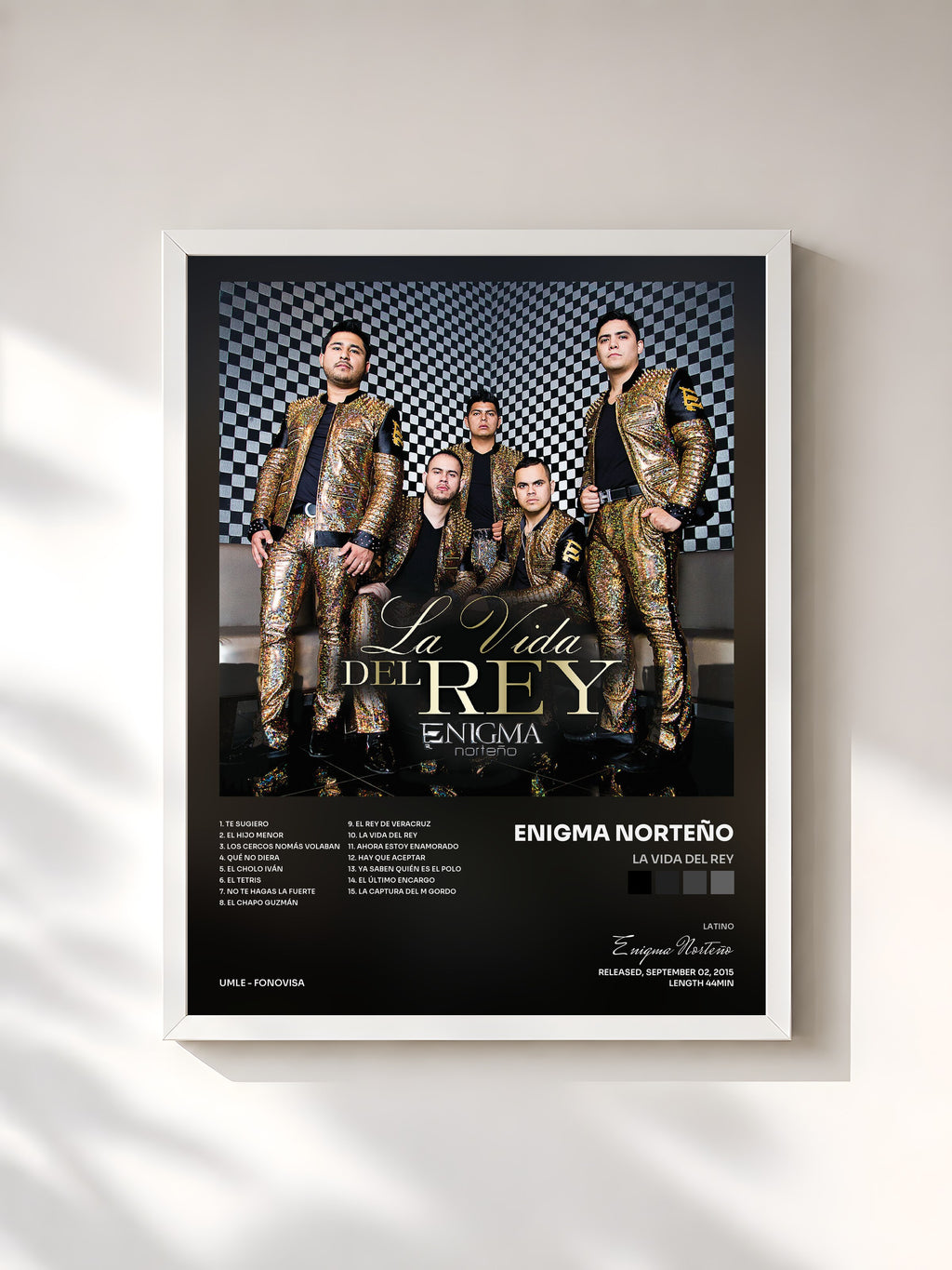 #blanc La Vida Del Rey by Enigma Norteño as a framed art print, white frame, printed and framed in France