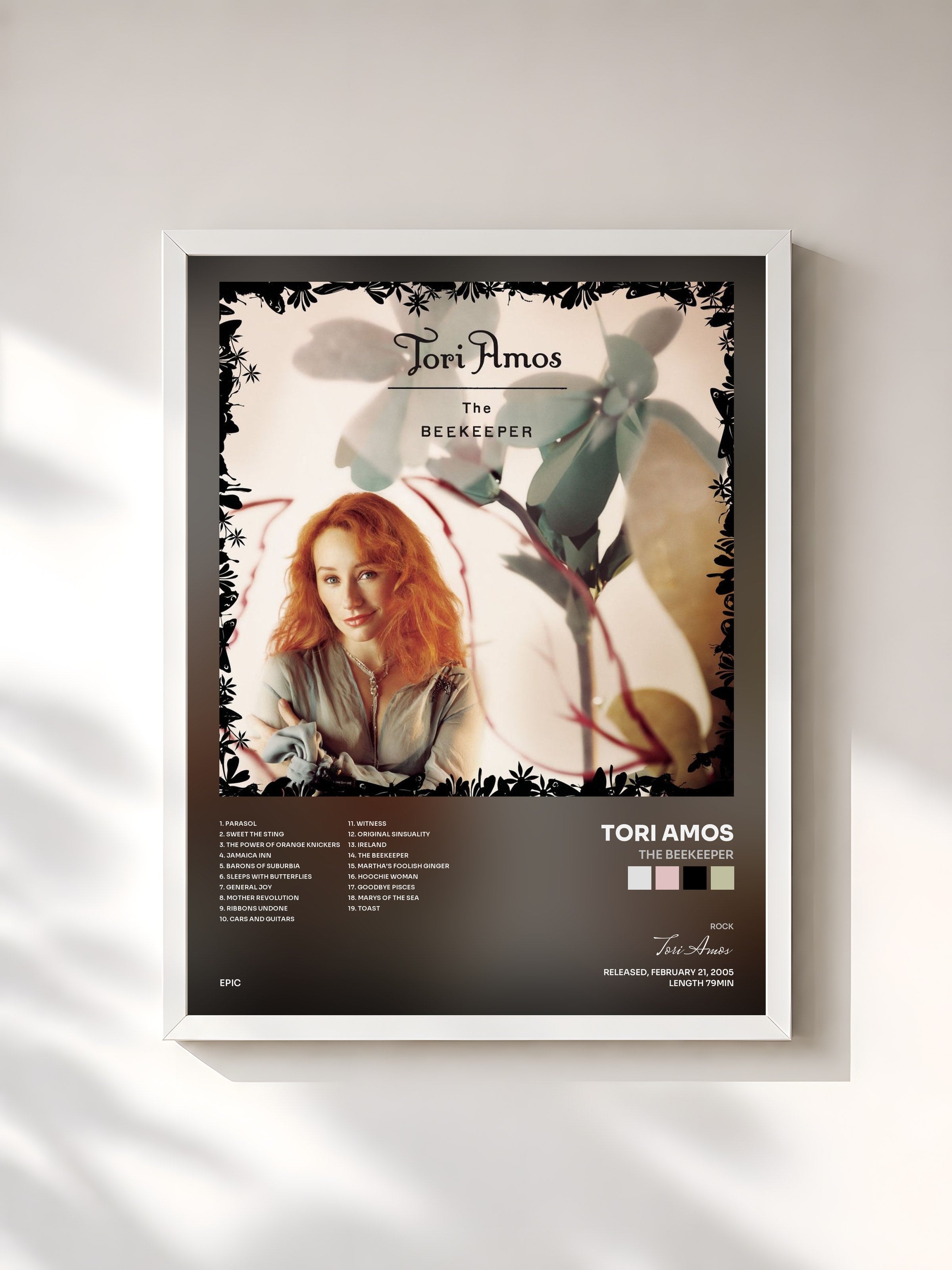#blanc Tableau de l'album The Beekeeper de Tori Amos, cadre blanc, imprimé et encadré en France
