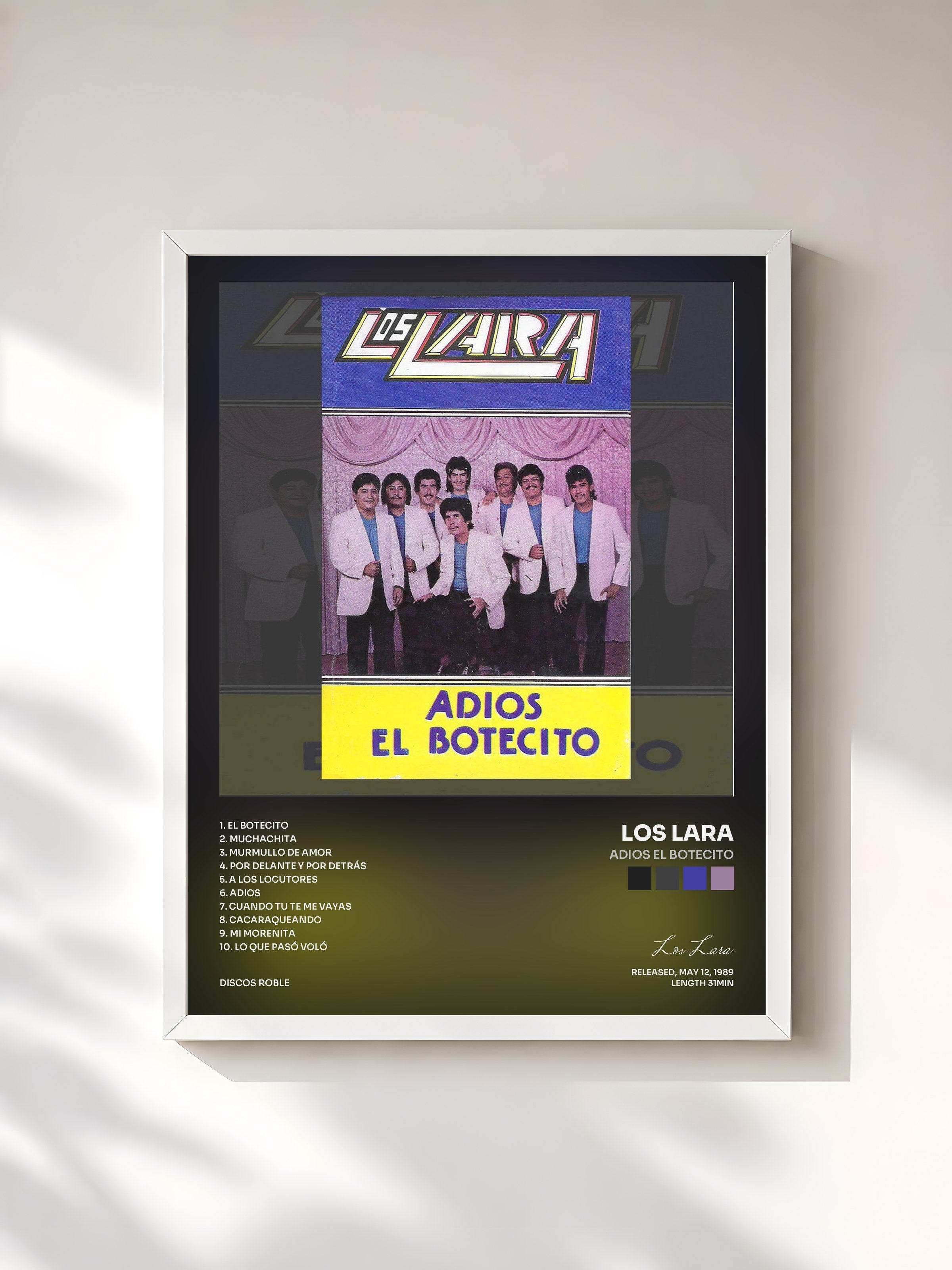 #blanc Tableau de l'album Adios el Botecito de Los Lara, cadre blanc, imprimé et encadré en France