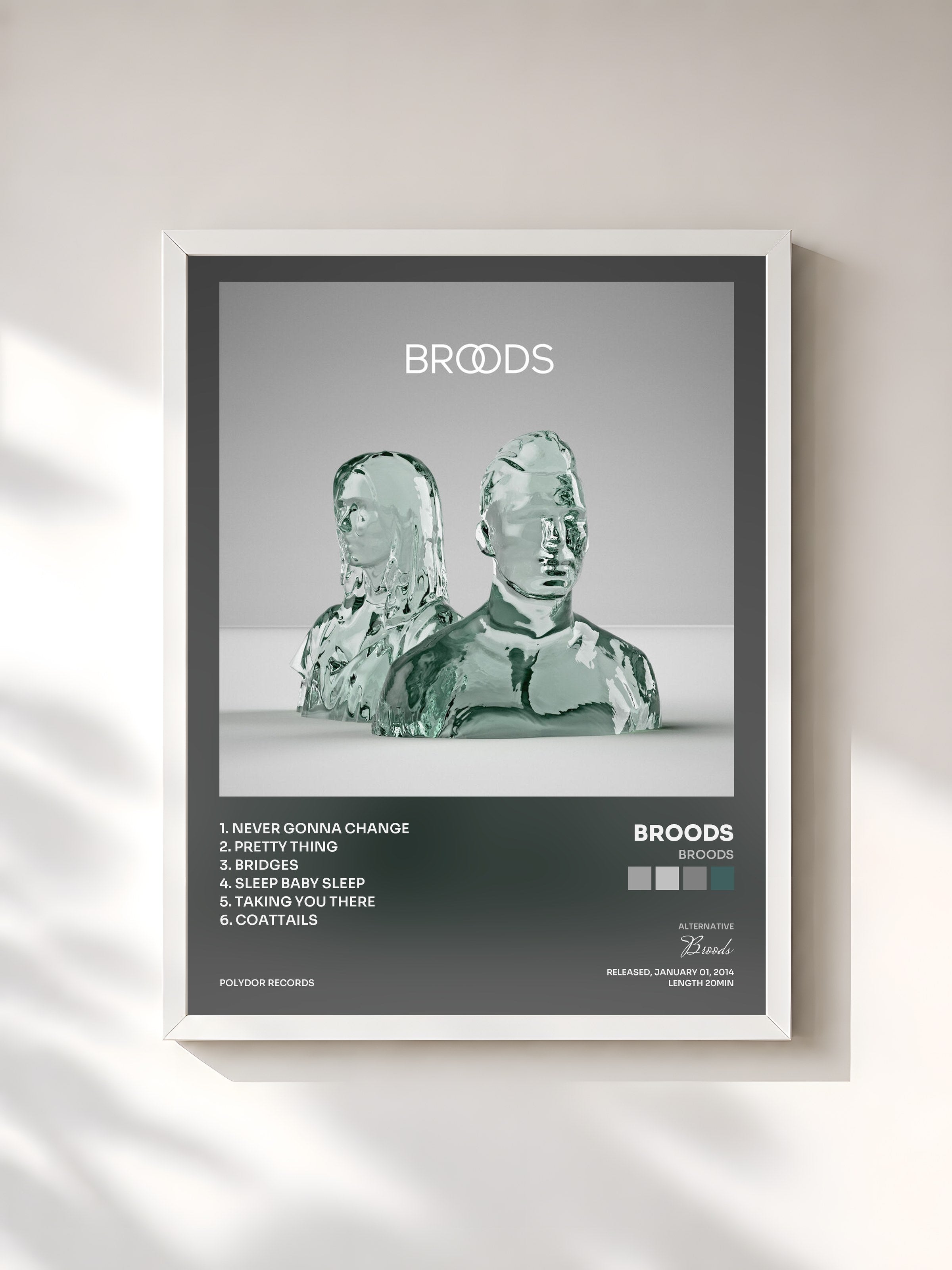 #blanc Tableau de l'album Broods de Broods, cadre blanc, imprimé et encadré en France