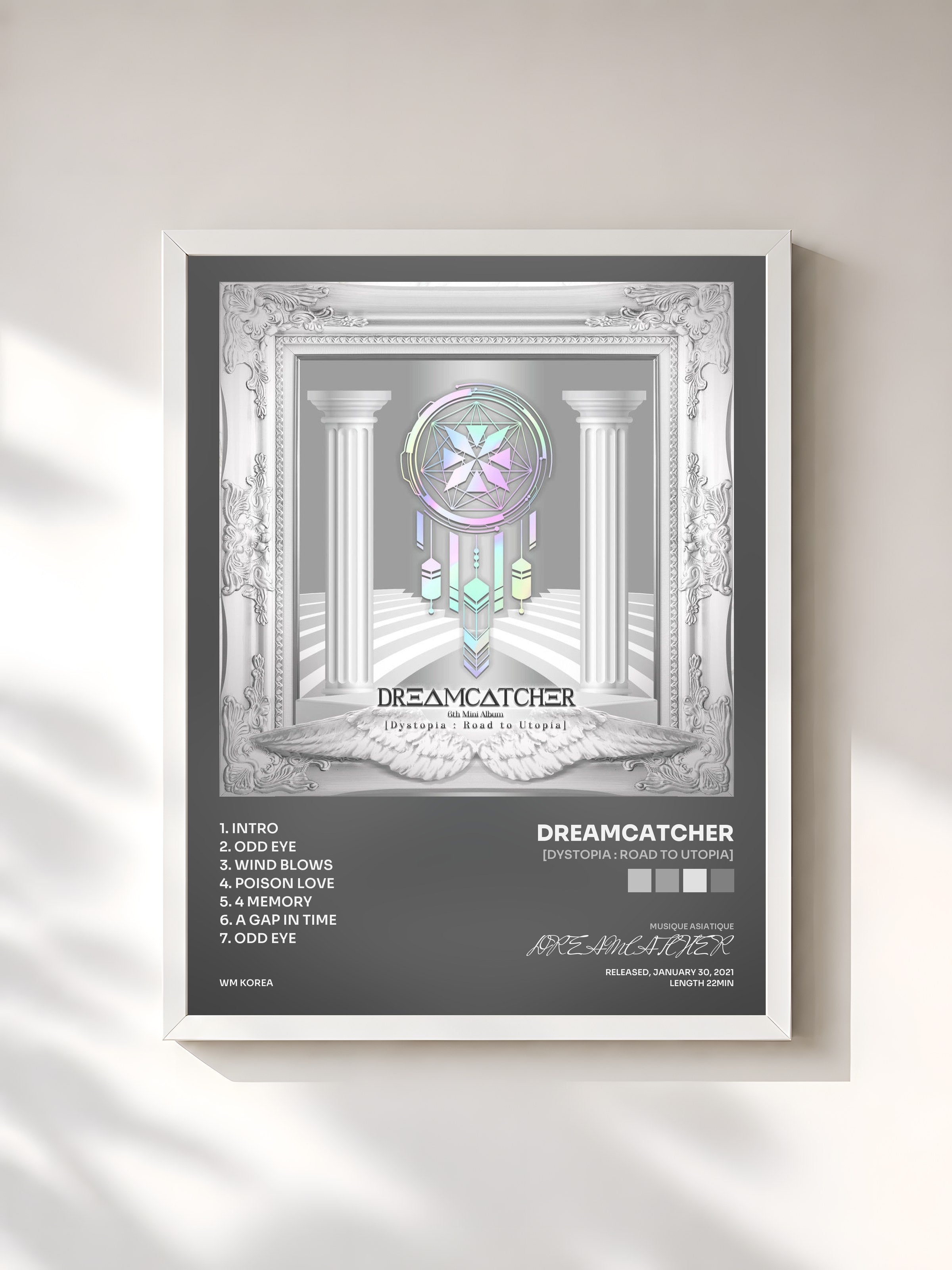 #blanc Tableau de l'album [Dystopia : Road to Utopia] de DREAMCATCHER, cadre blanc, imprimé et encadré en France