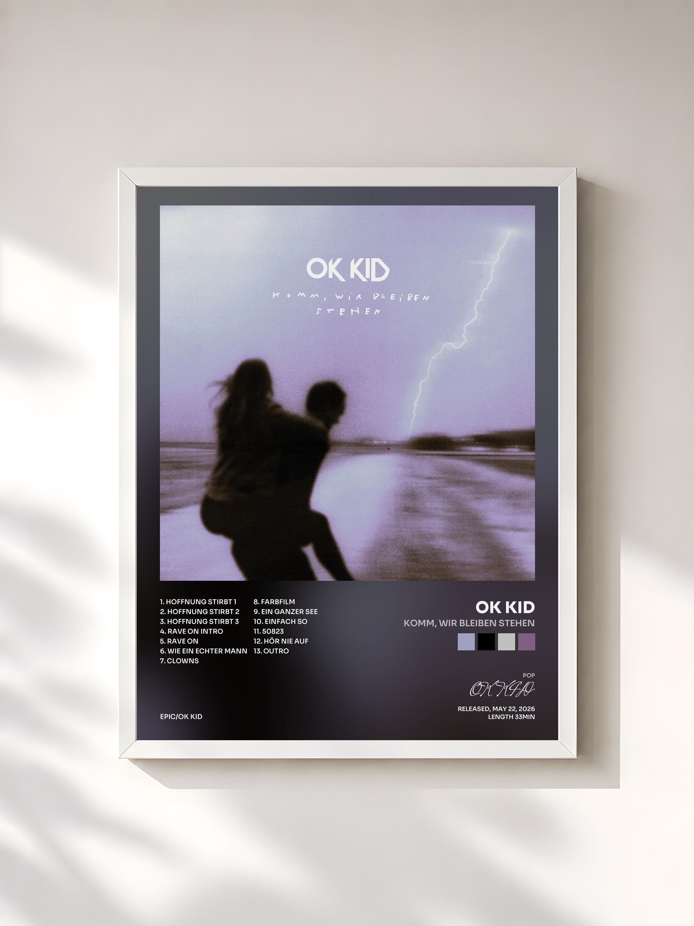 #blanc Tableau de l'album Komm, wir bleiben stehen de OK KID, cadre blanc, imprimé et encadré en France