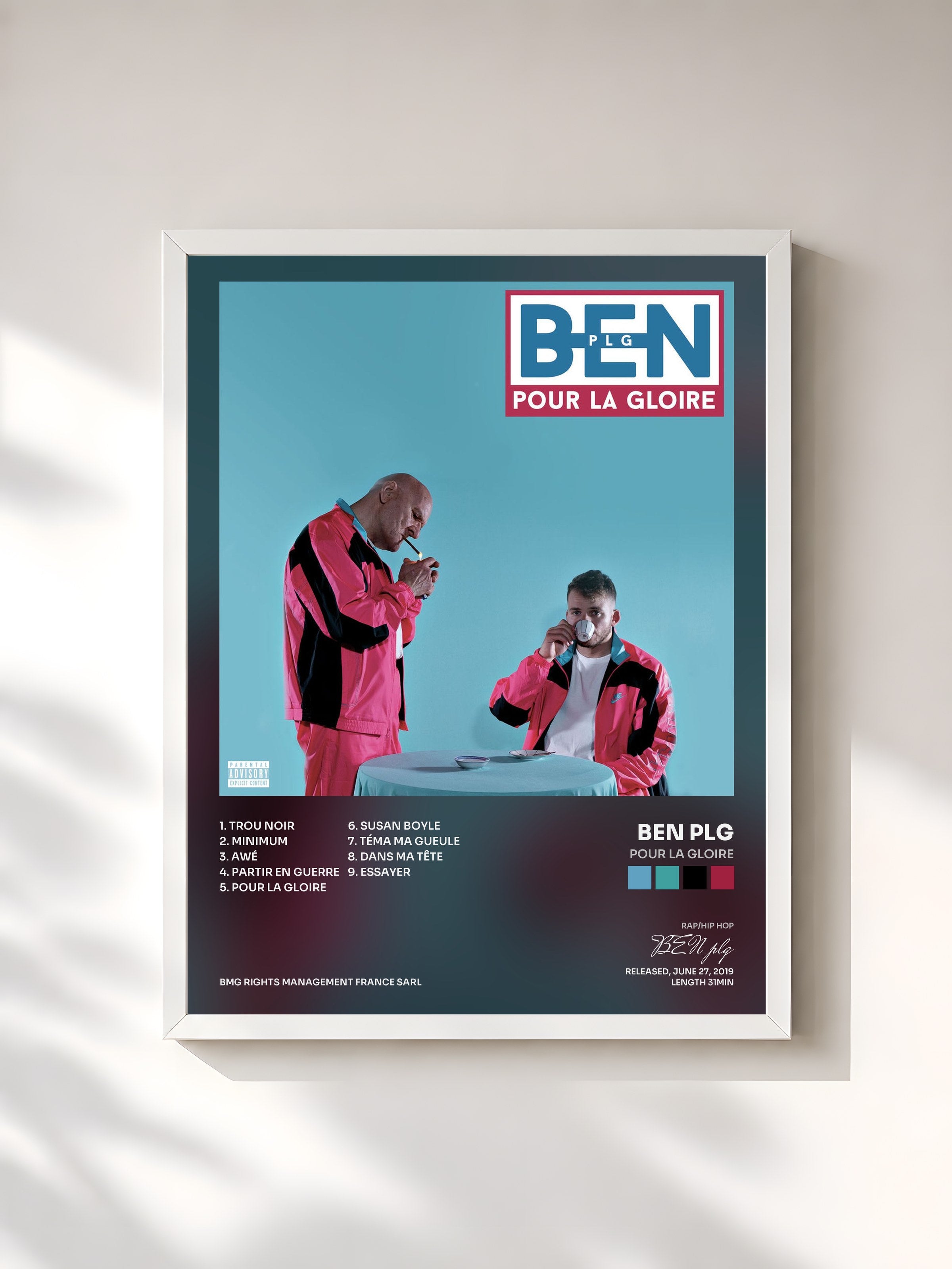 #blanc Tableau de l'album Pour la gloire de BEN plg, cadre blanc, imprimé et encadré en France