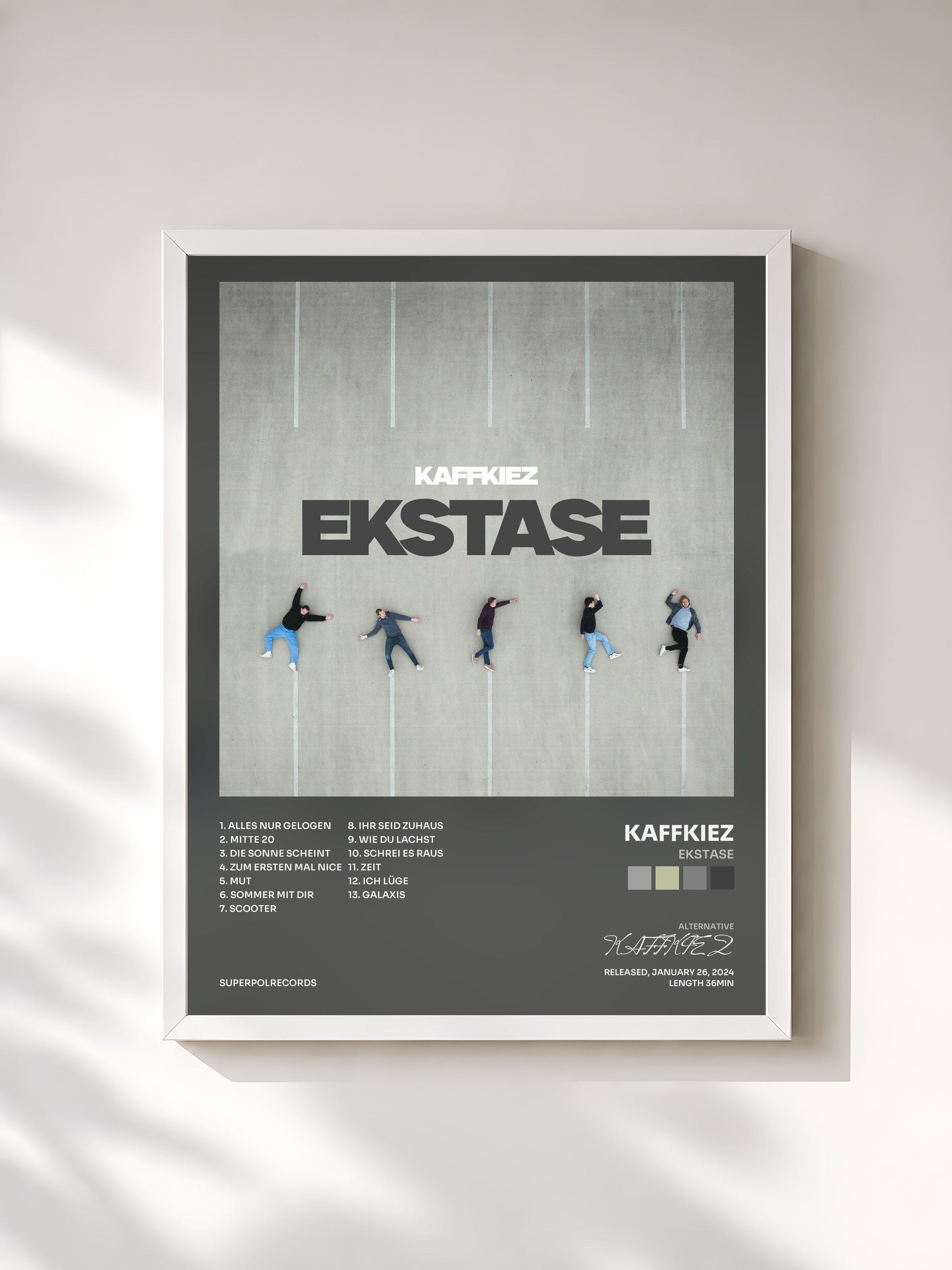 #blanc Tableau de l'album EKSTASE de KAFFKIEZ, cadre blanc, imprimé et encadré en France