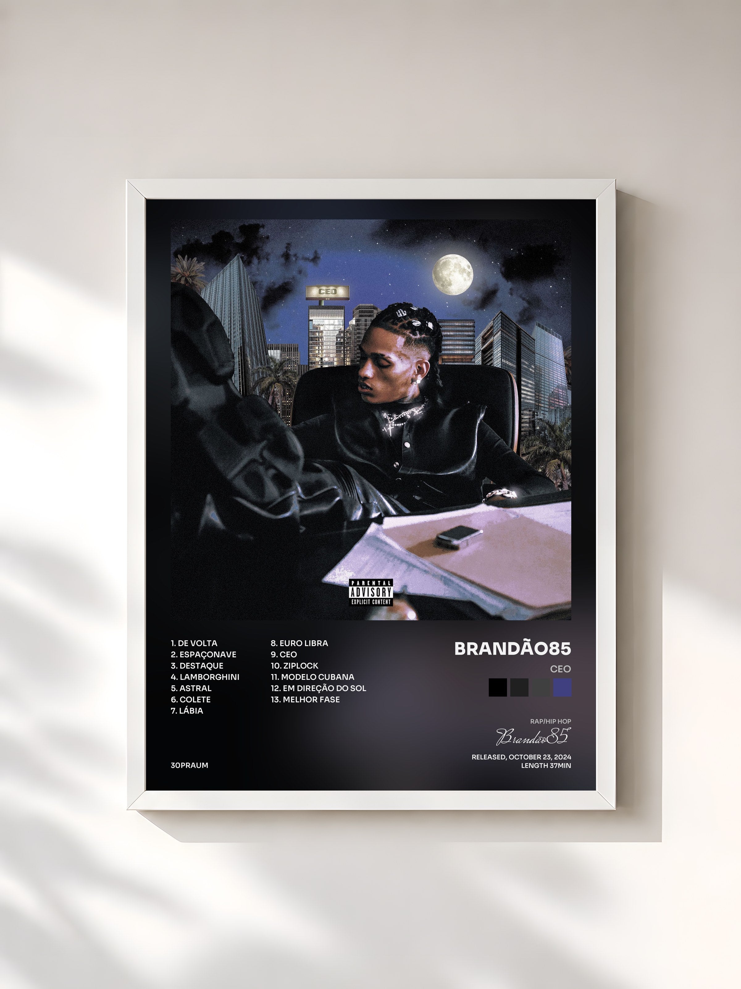 #blanc Tableau de l'album CEO de Brandão85, cadre blanc, imprimé et encadré en France