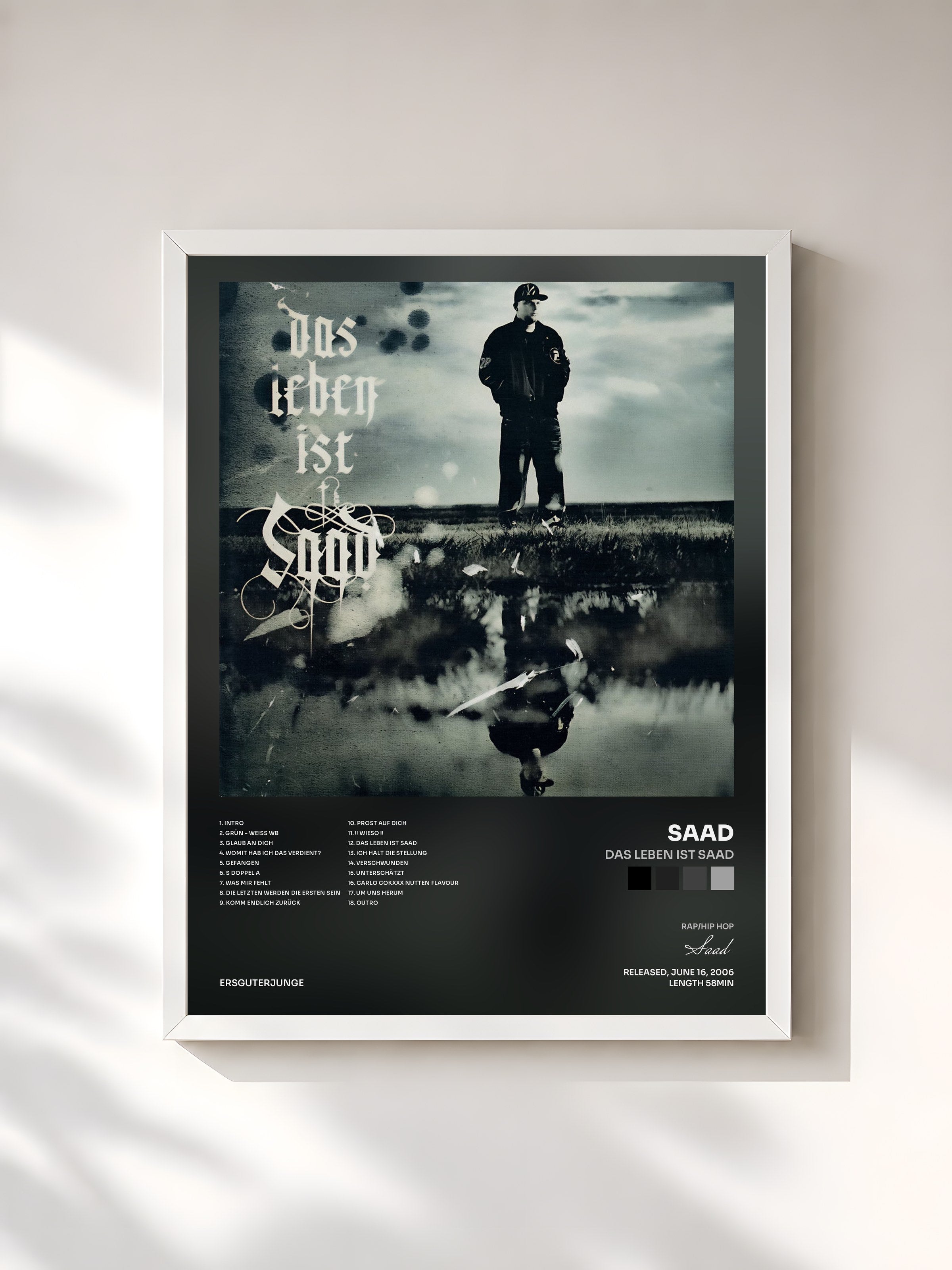 #blanc Tableau de l'album Das Leben ist Saad de Saad, cadre blanc, imprimé et encadré en France