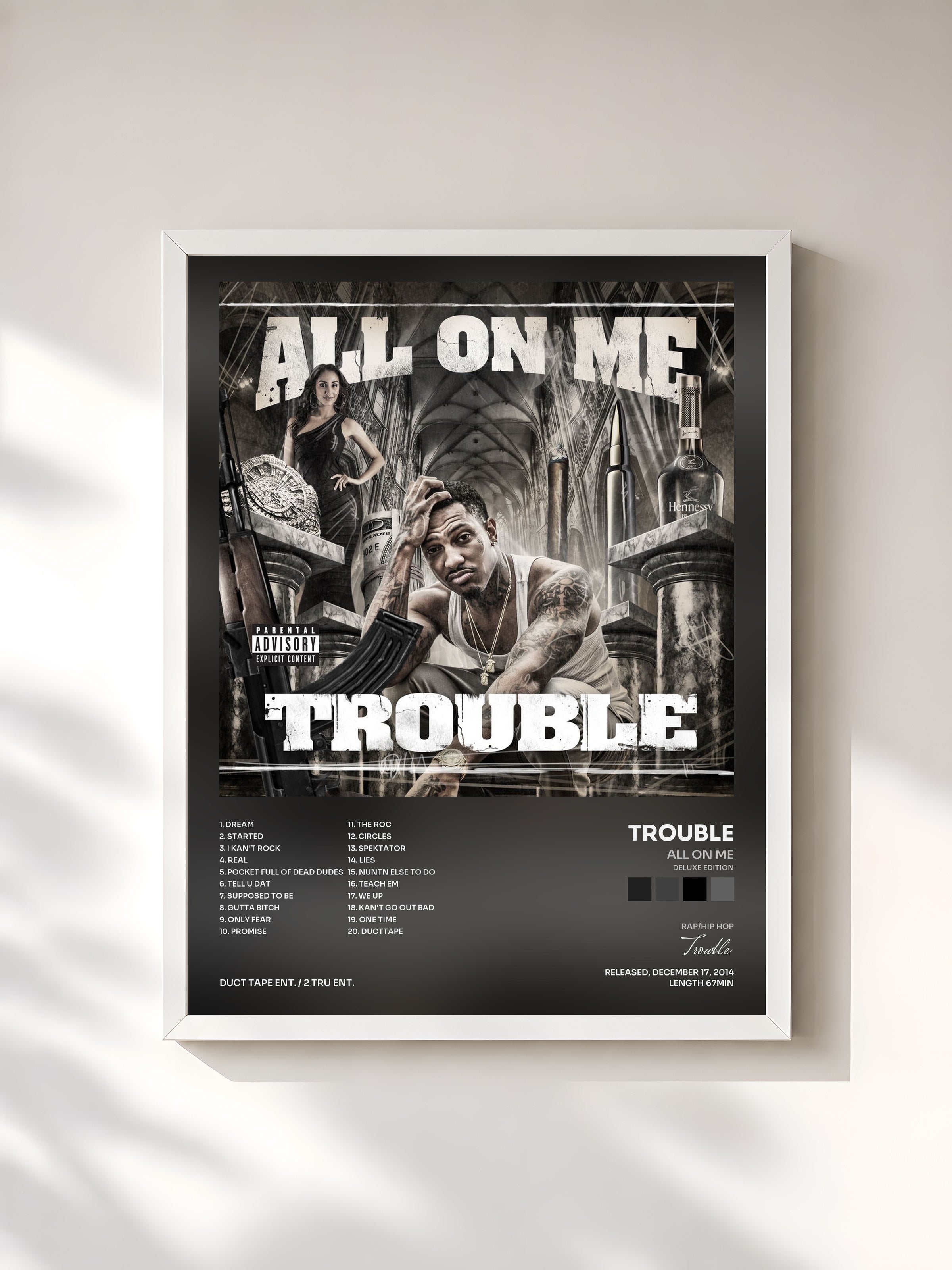 #blanc Tableau de l'album All On Me (Deluxe Edition) de Trouble, cadre blanc, imprimé et encadré en France