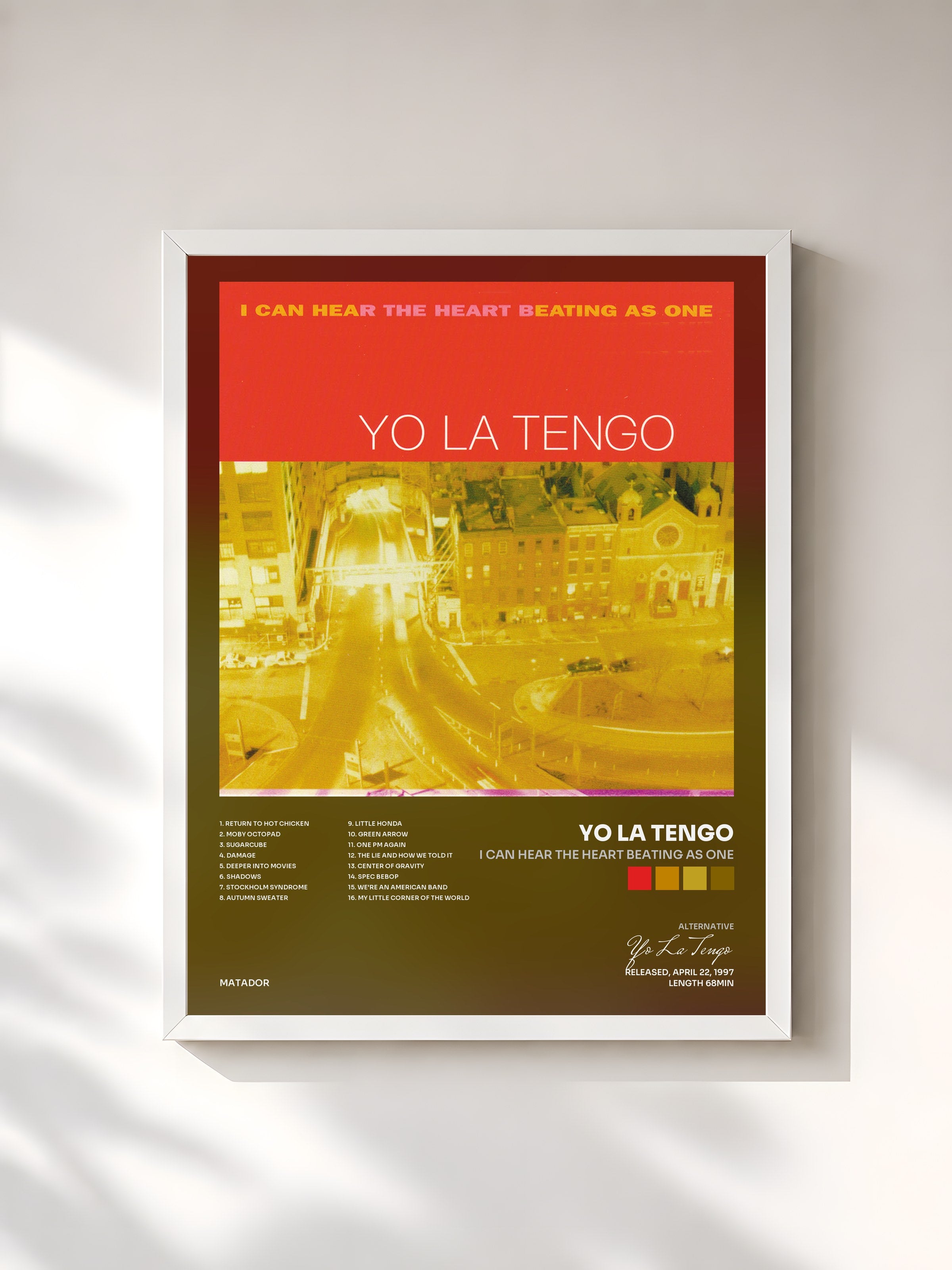 #blanc Tableau de l'album I Can Hear The Heart Beating As One de Yo La Tengo, cadre blanc, imprimé et encadré en France