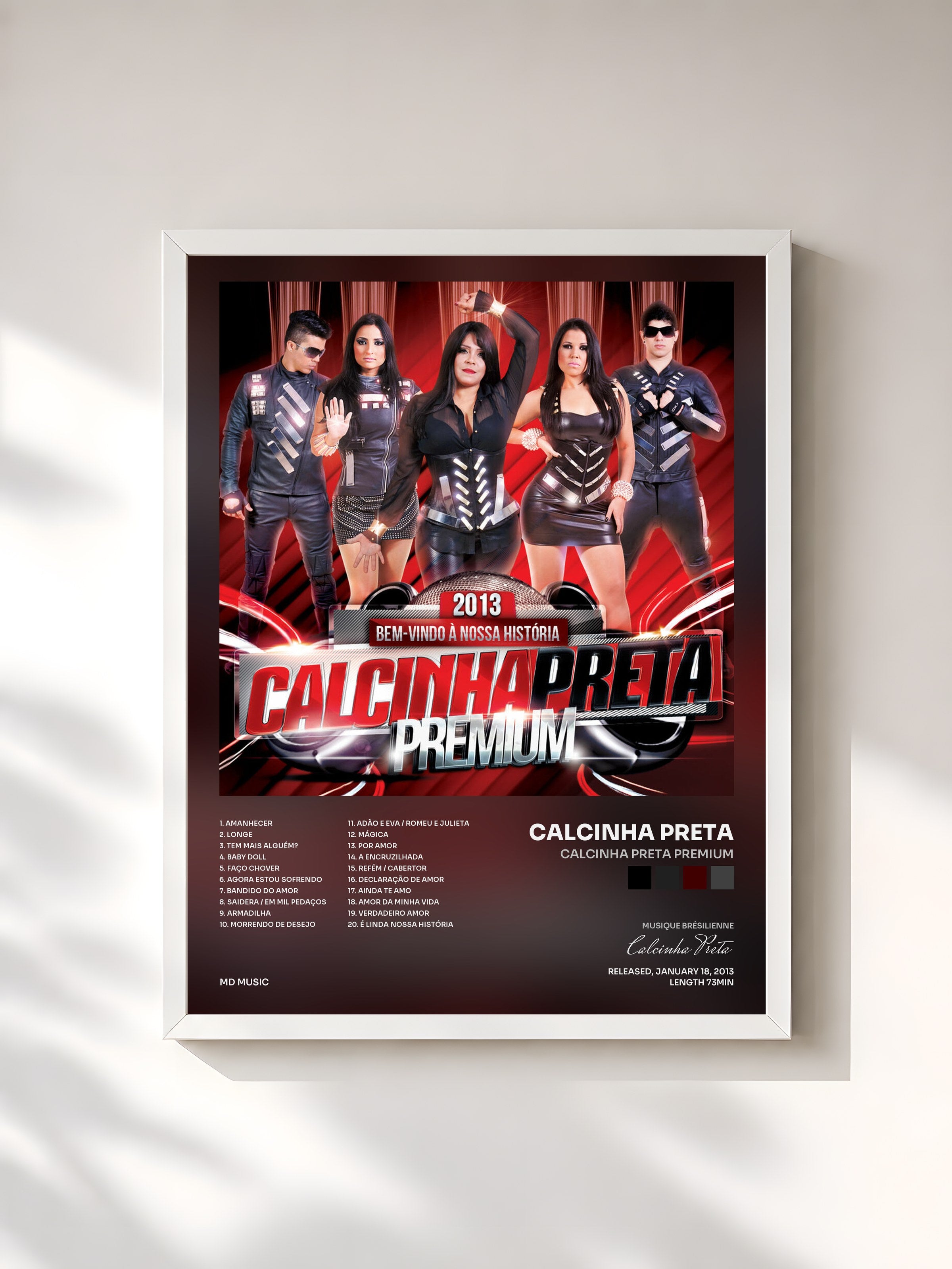 #blanc Tableau de l'album Calcinha Preta Premium de Calcinha Preta, cadre blanc, imprimé et encadré en France