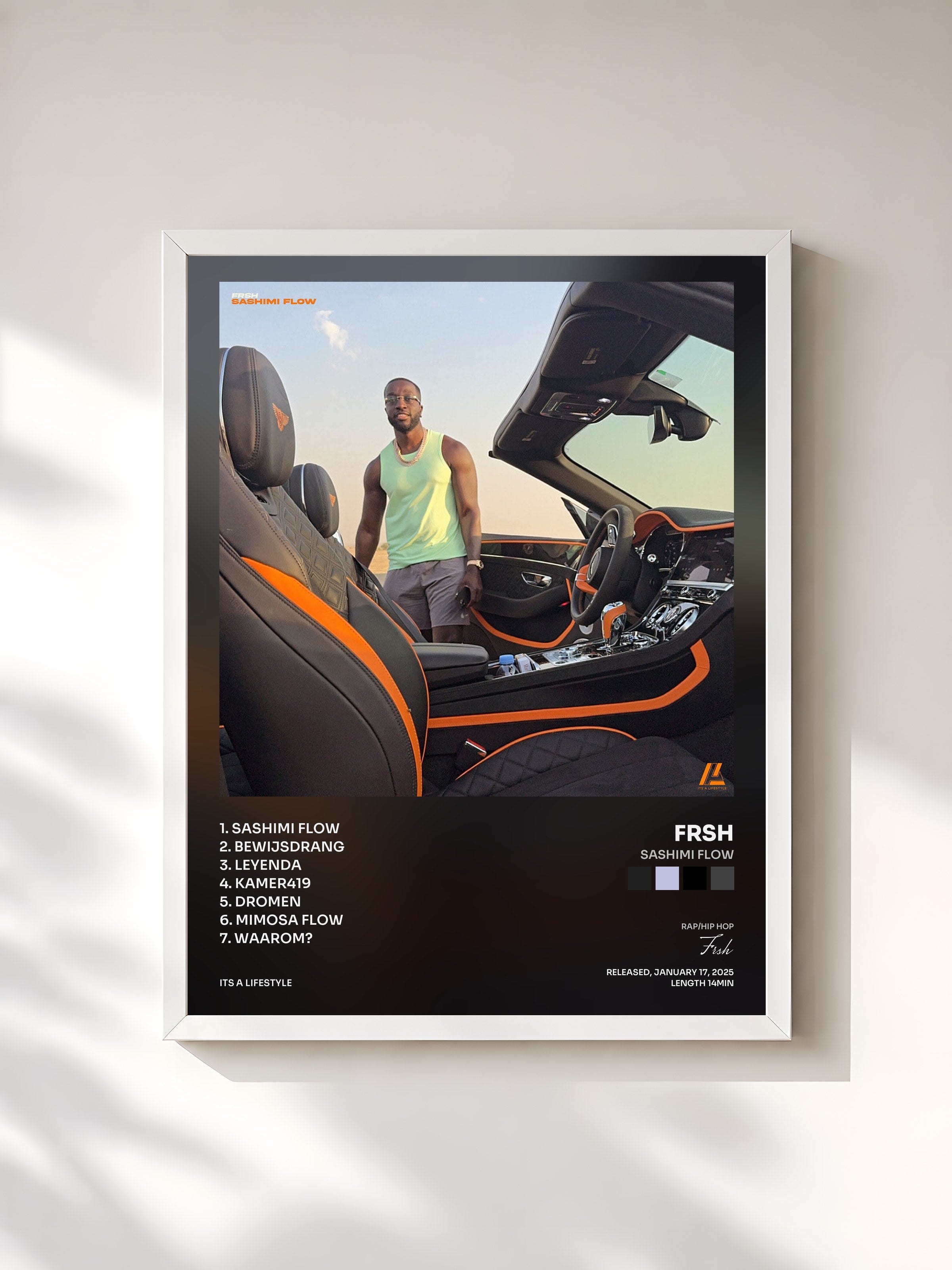 #blanc Tableau de l'album Sashimi Flow de Frsh, cadre blanc, imprimé et encadré en France