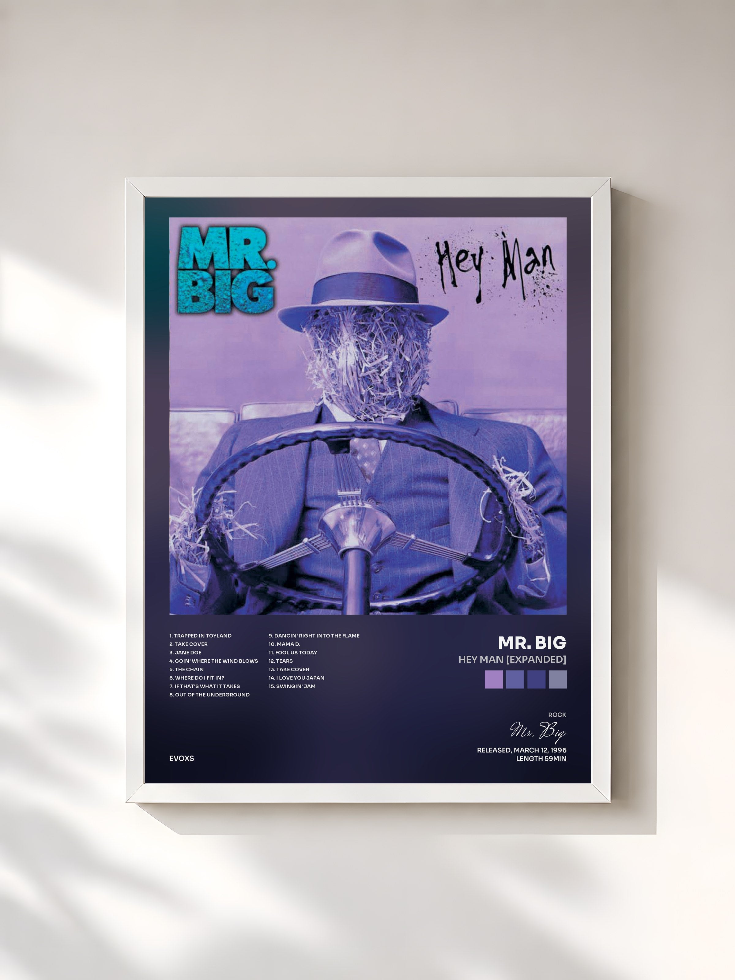 #blanc Tableau de l'album Hey Man [Expanded] de Mr. Big, cadre blanc, imprimé et encadré en France