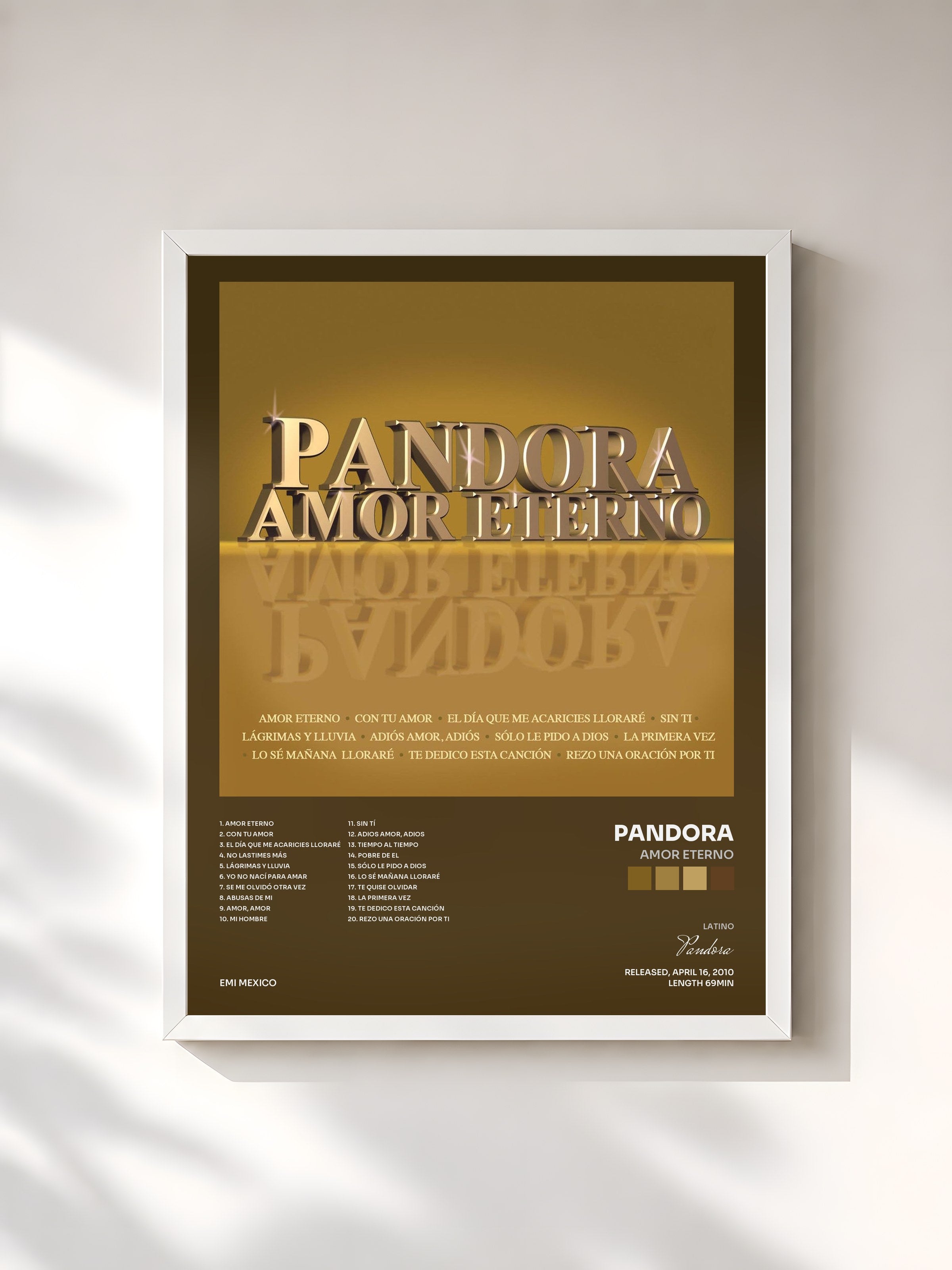#blanc Tableau de l'album Amor Eterno de Pandora, cadre blanc, imprimé et encadré en France