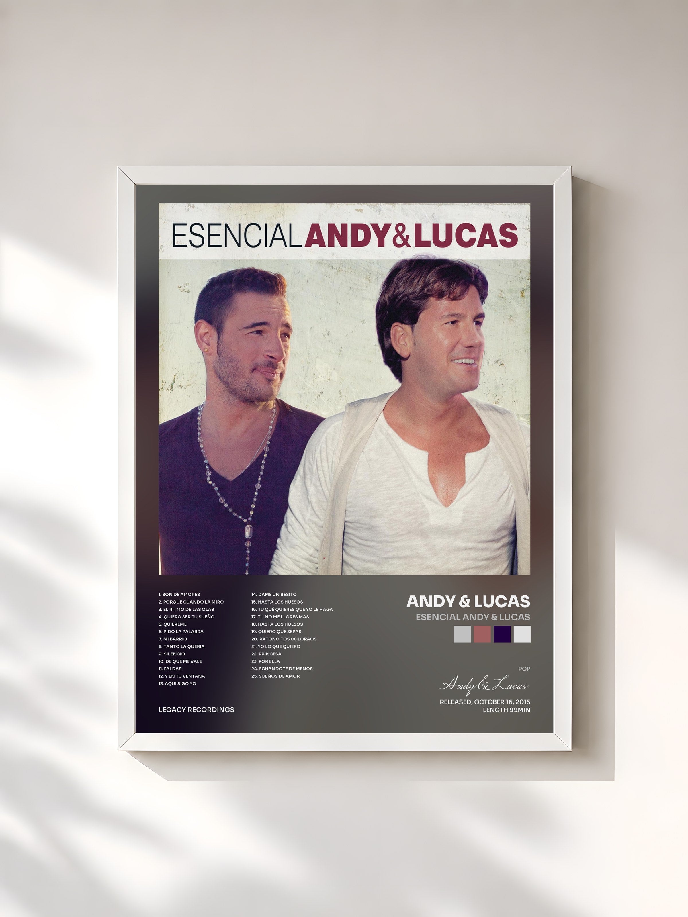 #blanc Tableau de l'album Esencial Andy & Lucas de Andy & Lucas, cadre blanc, imprimé et encadré en France