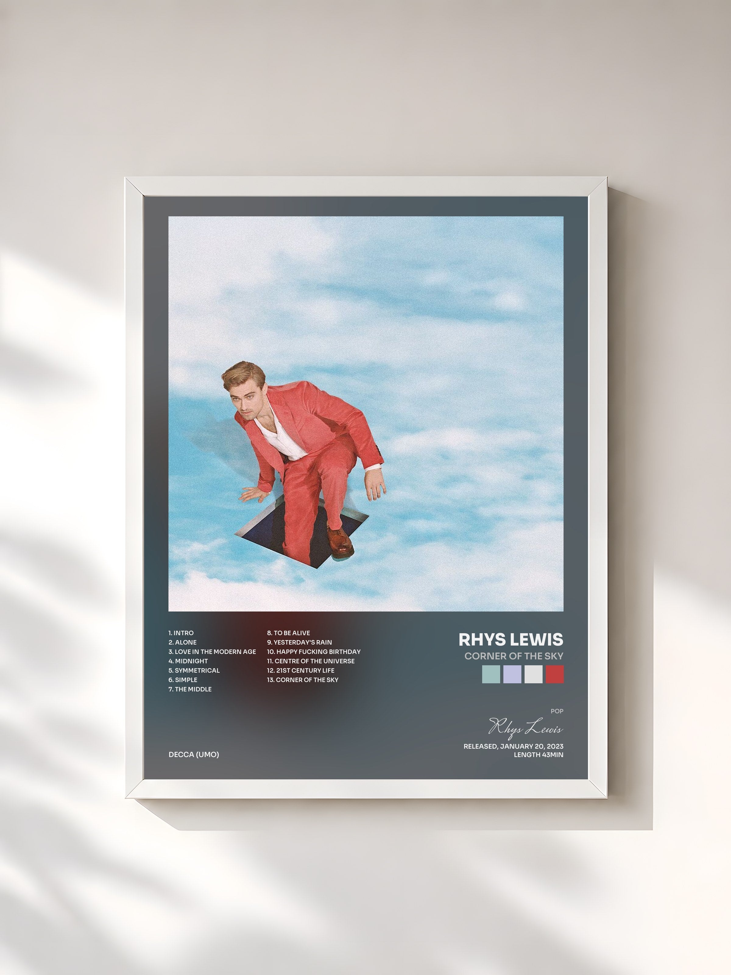 #blanc Tableau de l'album Corner Of The Sky de Rhys Lewis, cadre blanc, imprimé et encadré en France