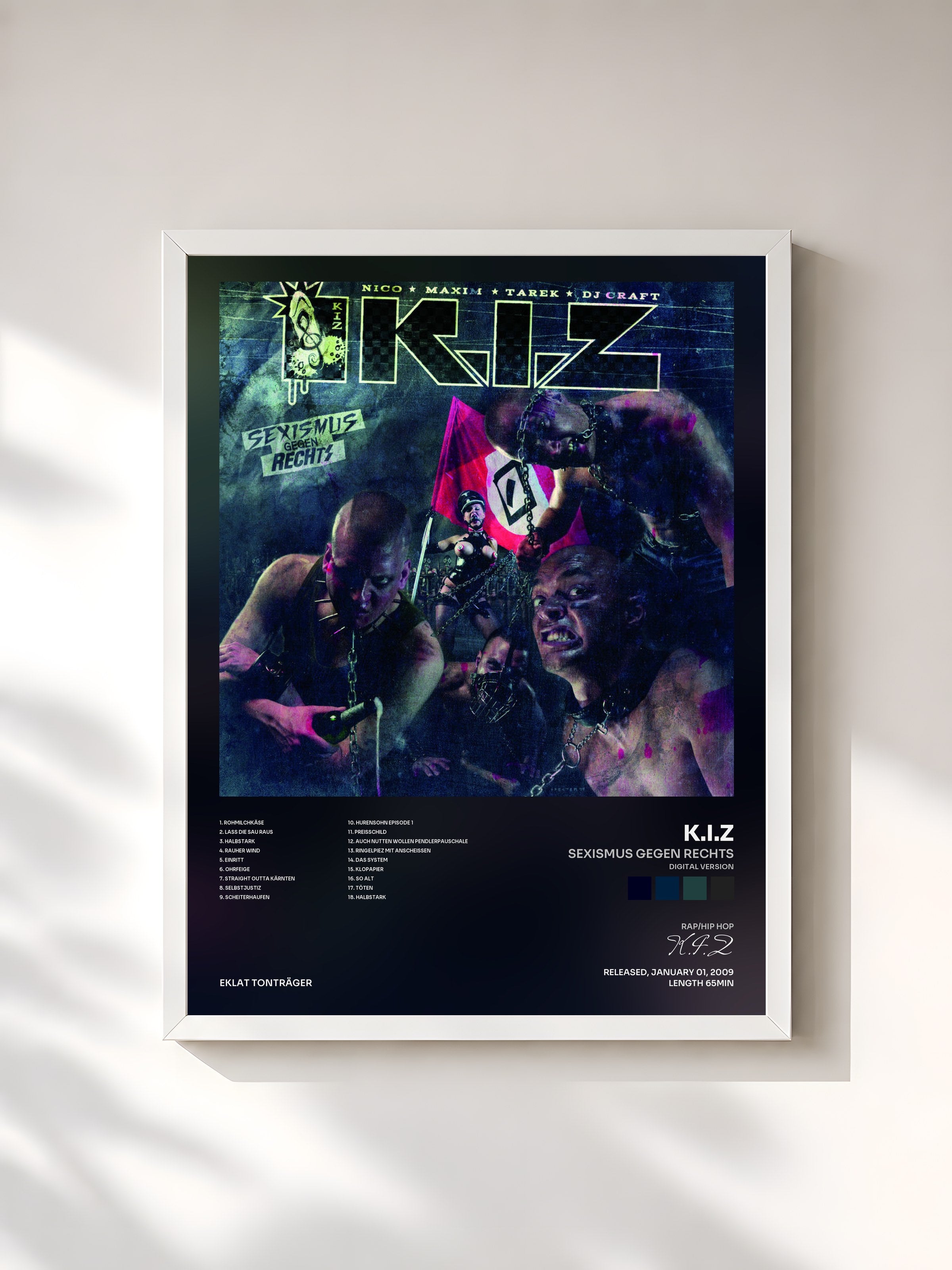 #blanc Tableau de l'album Sexismus Gegen Rechts (Digital Version) de K.I.Z, cadre blanc, imprimé et encadré en France