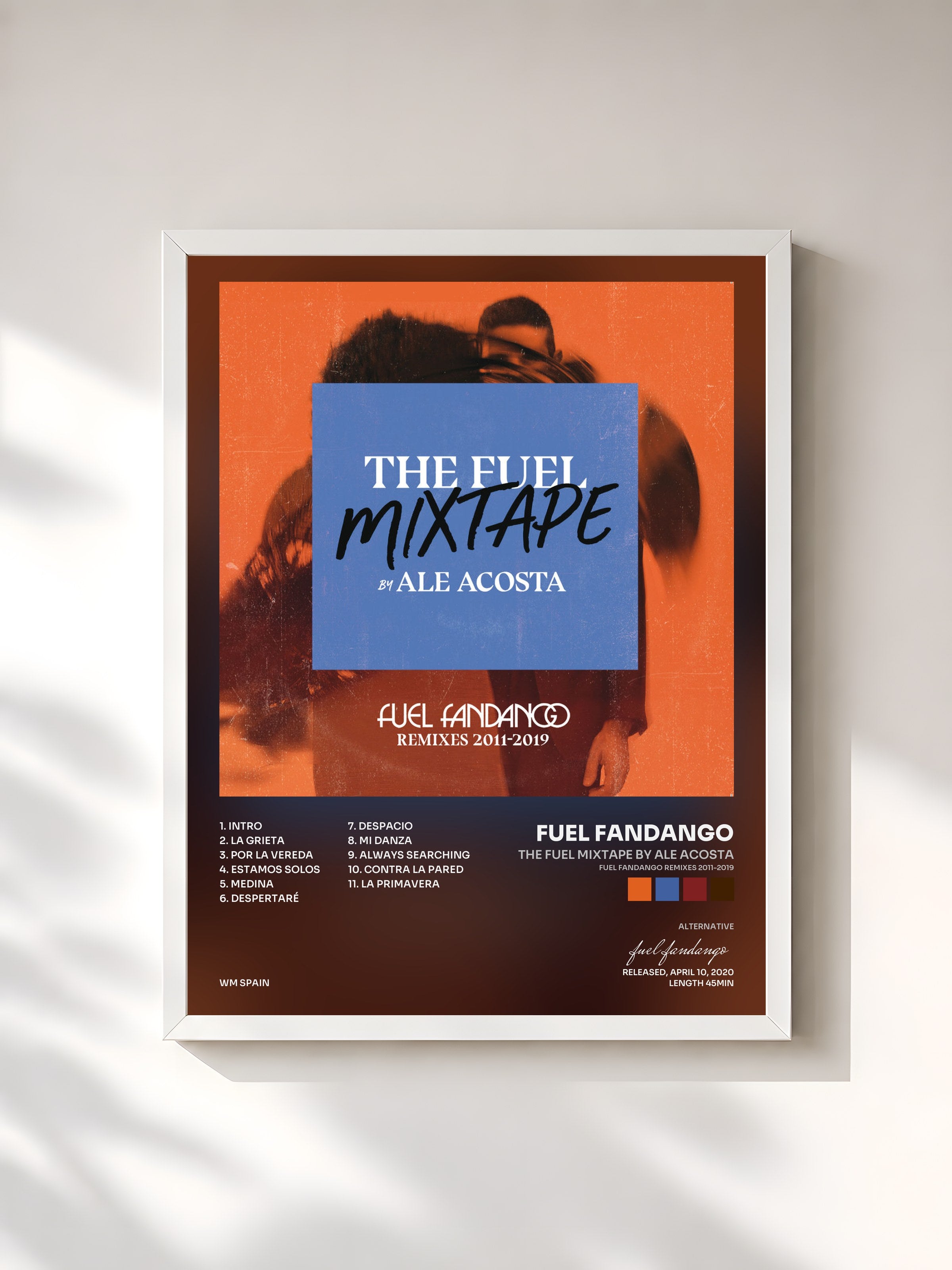 #blanc Tableau de l'album The Fuel Mixtape by Ale Acosta (Fuel Fandango Remixes 2011-2019) de fuel fandango, cadre blanc, imprimé et encadré en France