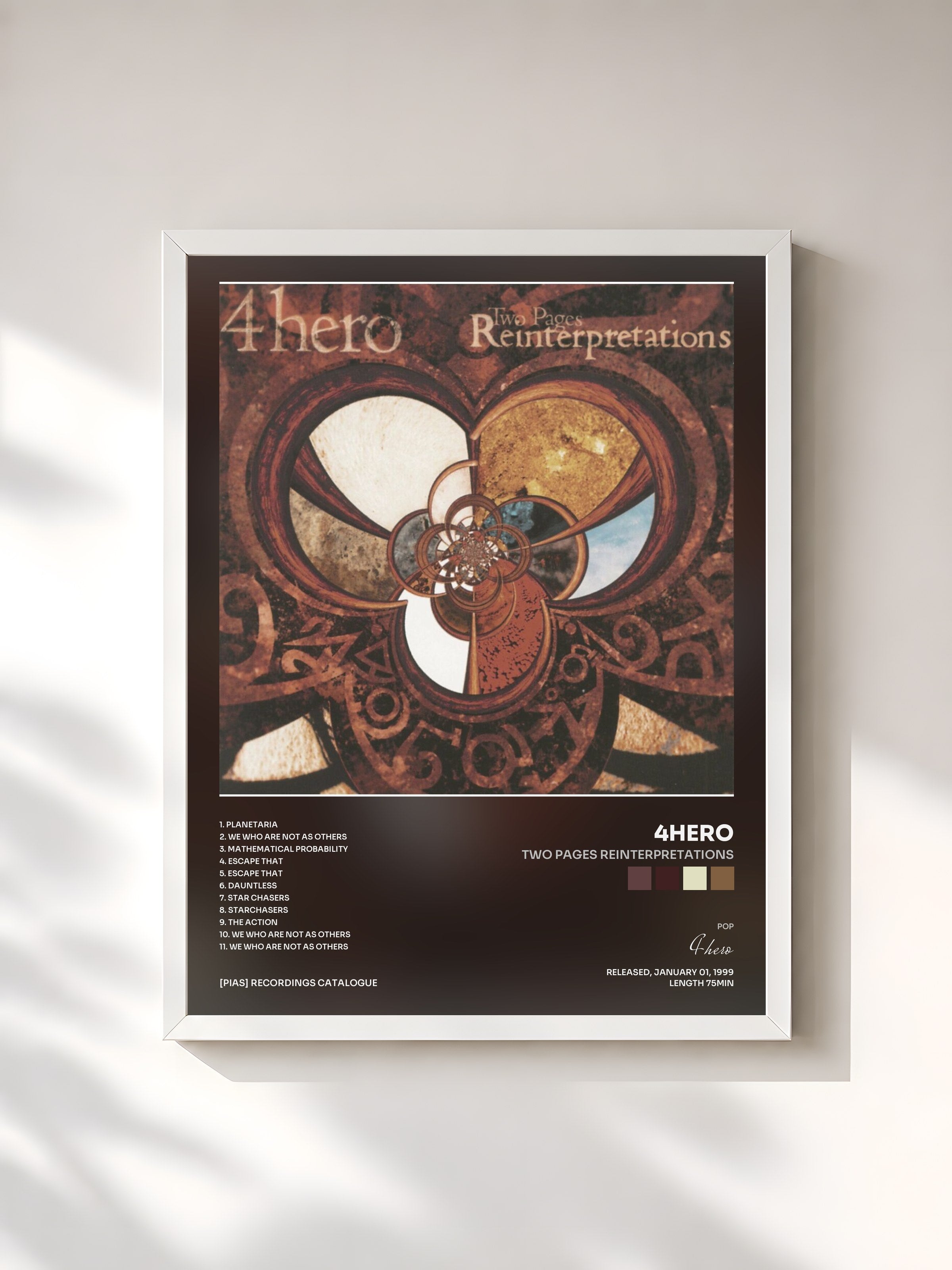 #blanc Tableau de l'album Two Pages Reinterpretations de 4hero, cadre blanc, imprimé et encadré en France