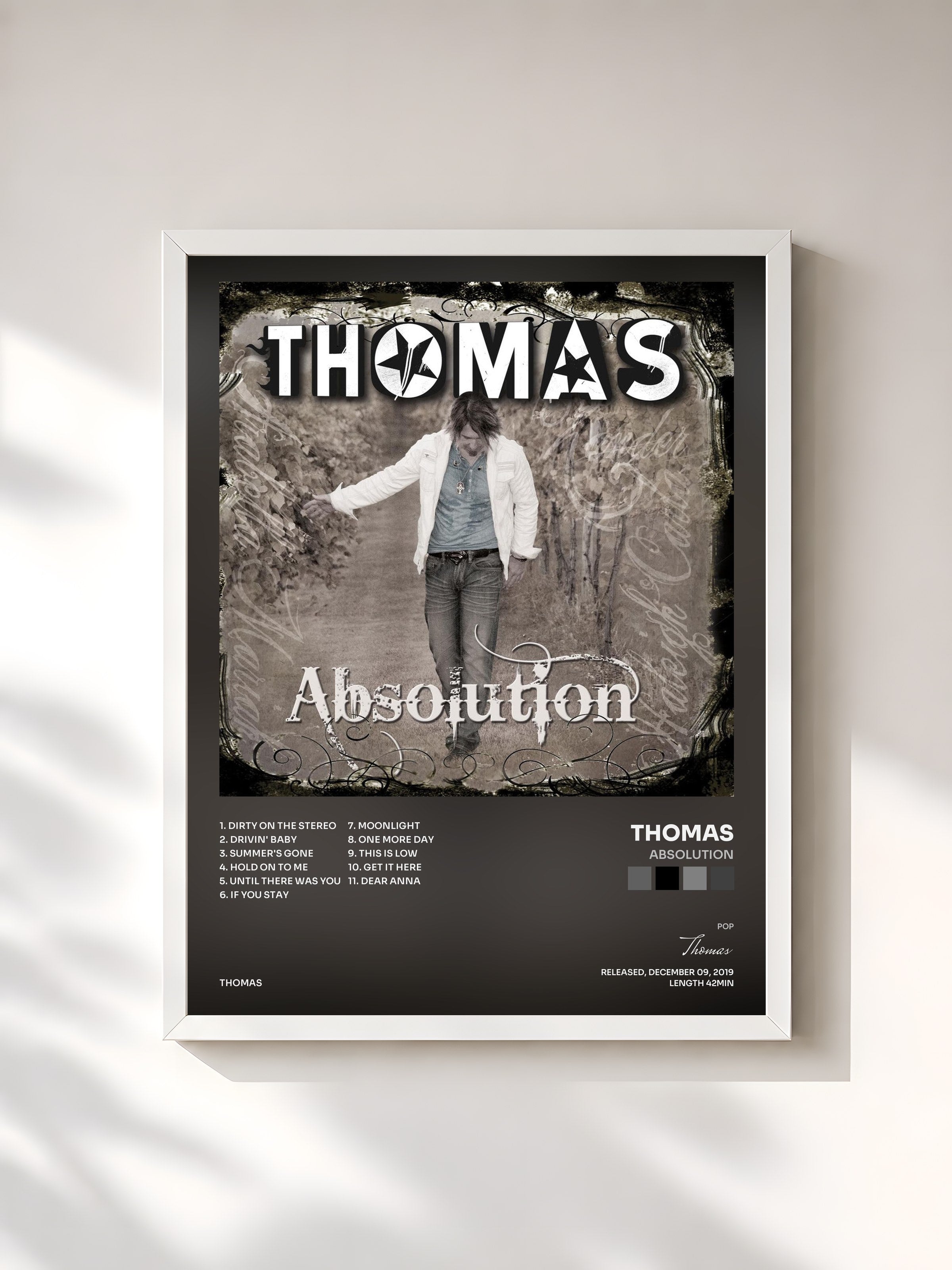 #blanc Tableau de l'album Absolution de Thomas, cadre blanc, imprimé et encadré en France