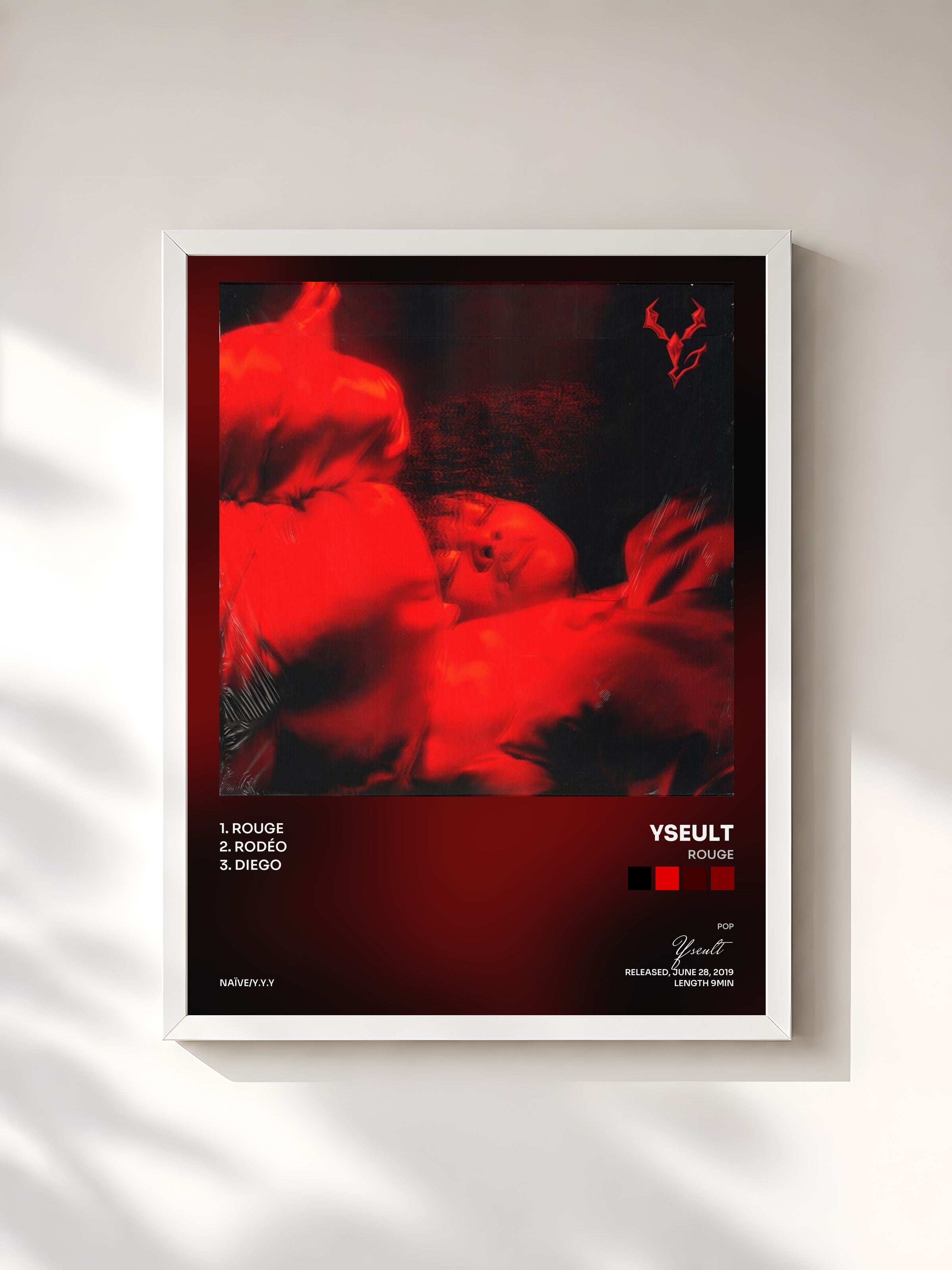 #blanc Tableau de l'album Rouge de Yseult, cadre blanc, imprimé et encadré en France