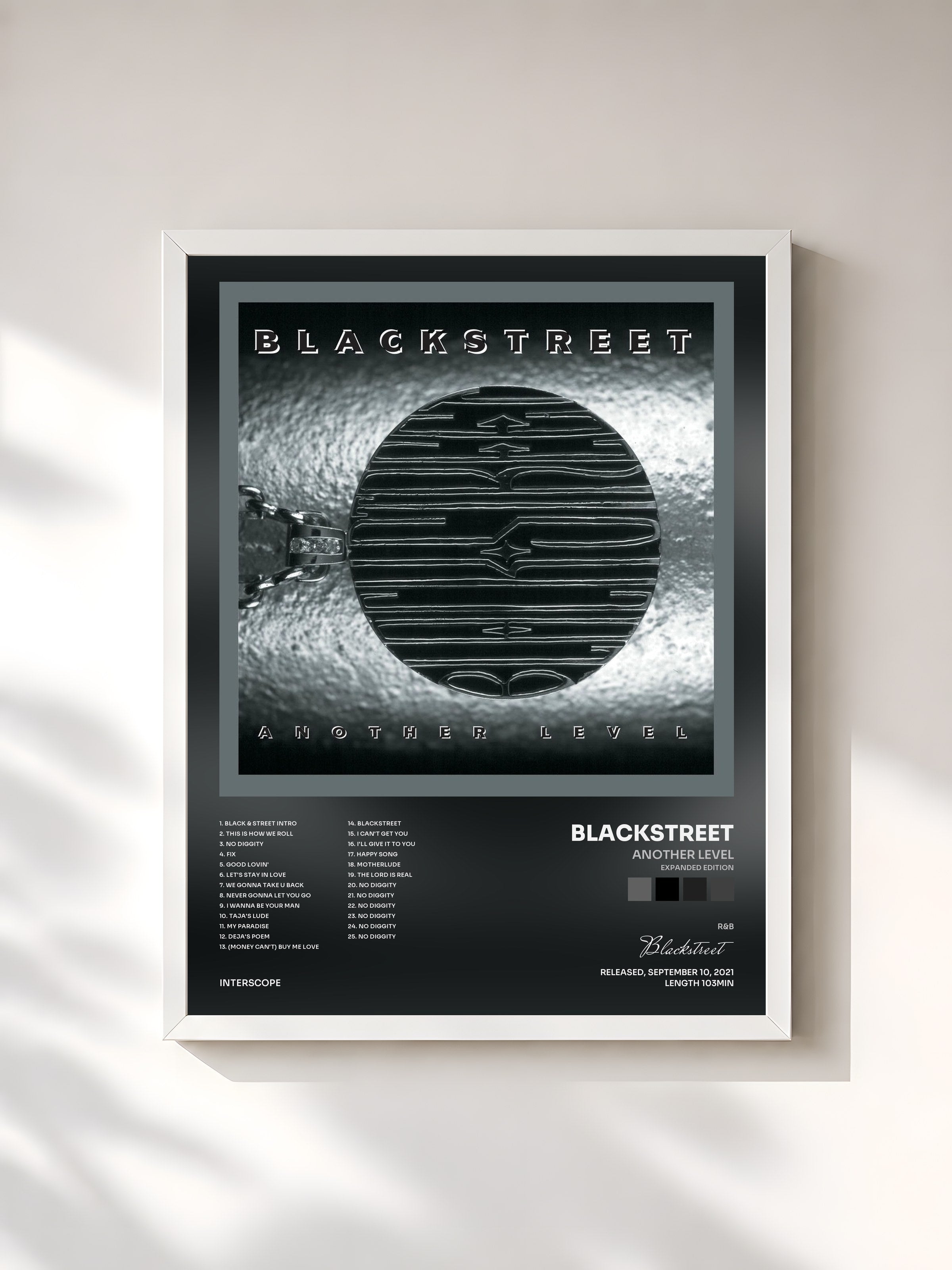 #blanc Tableau de l'album Another Level (Expanded Edition) de Blackstreet, cadre blanc, imprimé et encadré en France