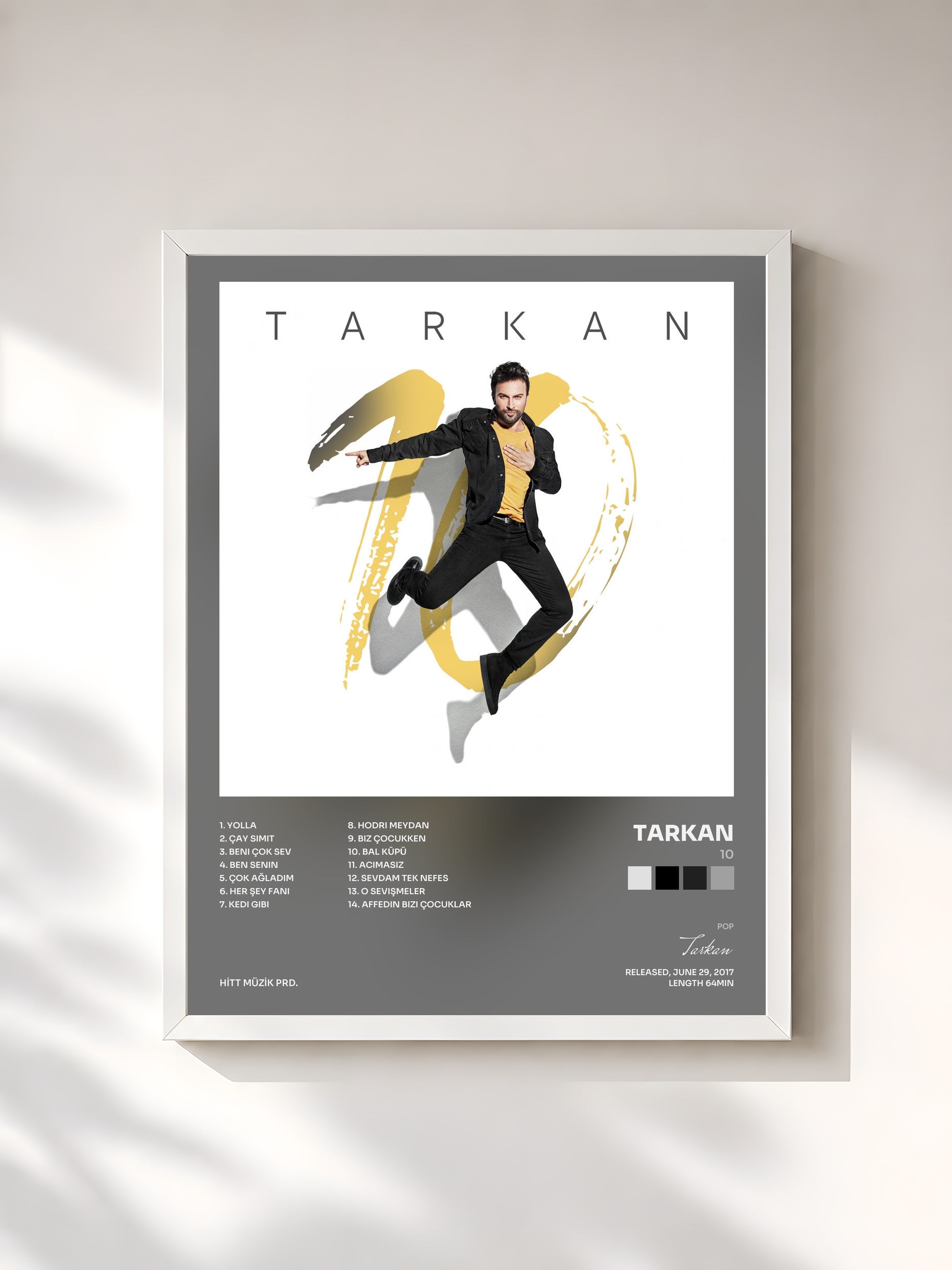 #blanc Tableau de l'album 10 de Tarkan, cadre blanc, imprimé et encadré en France