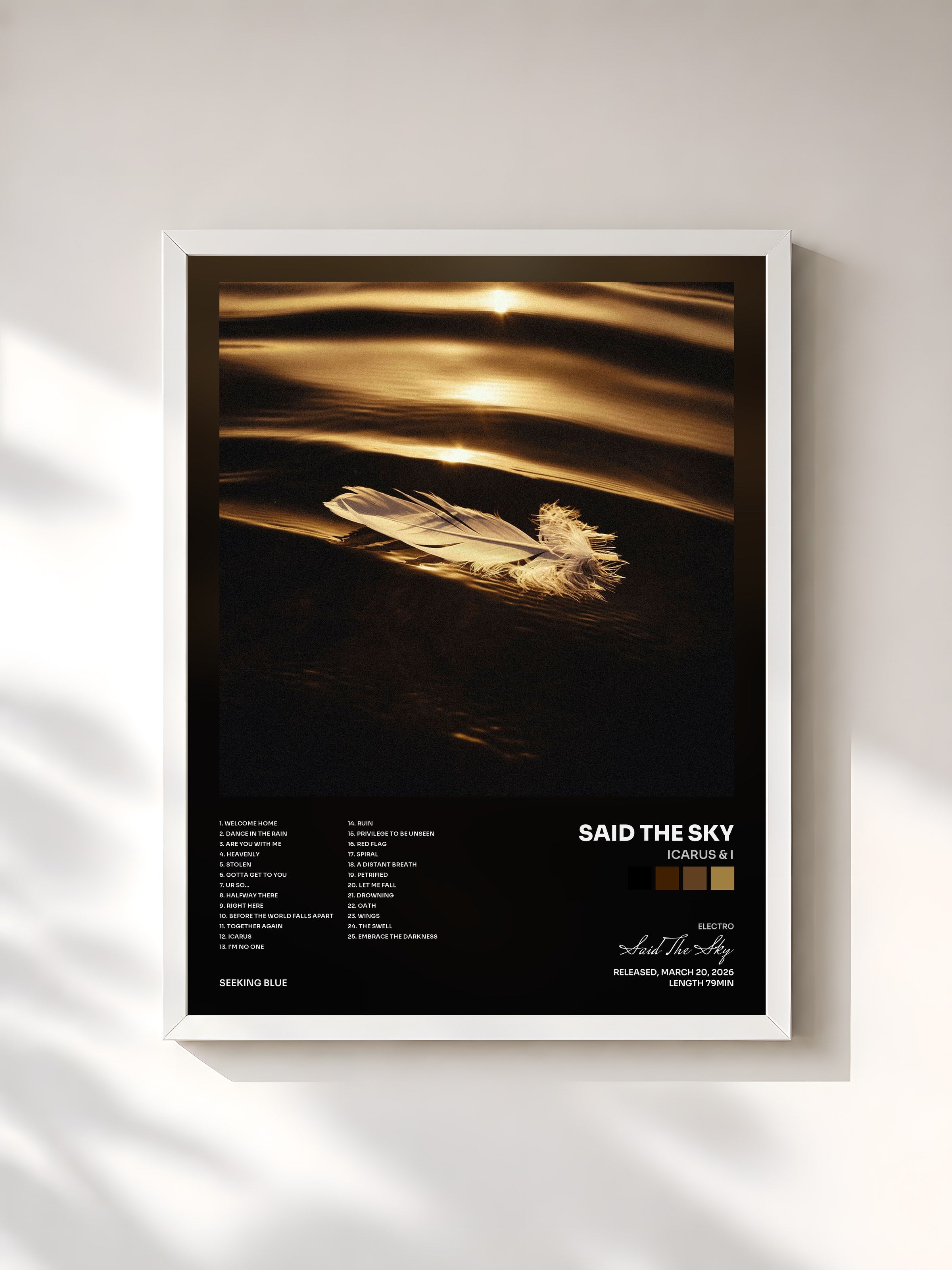 #blanc Tableau de l'album Icarus & I de Said The Sky, cadre blanc, imprimé et encadré en France