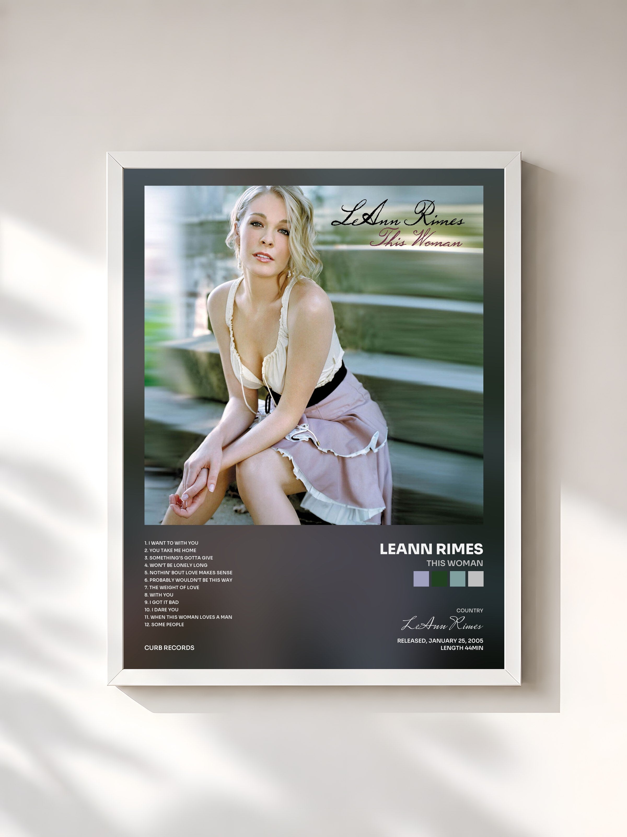 #blanc Tableau de l'album This Woman de LeAnn Rimes, cadre blanc, imprimé et encadré en France