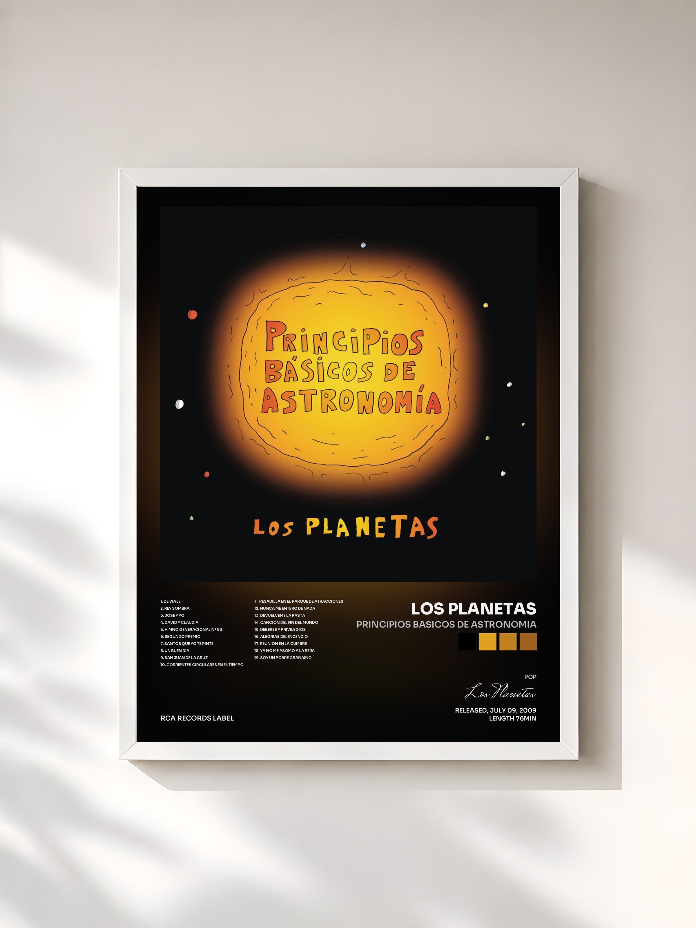 #blanc Tableau de l'album Principios Basicos De Astronomia de Los Planetas, cadre blanc, imprimé et encadré en France