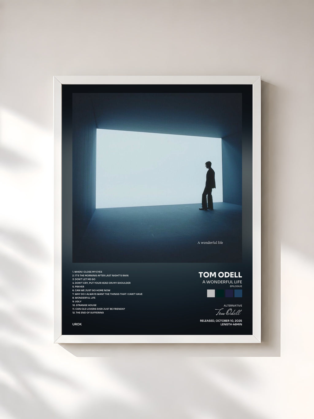 #blanc Tableau de l'album A Wonderful Life (Epilogue) de Tom Odell, cadre blanc, imprimé et encadré en France