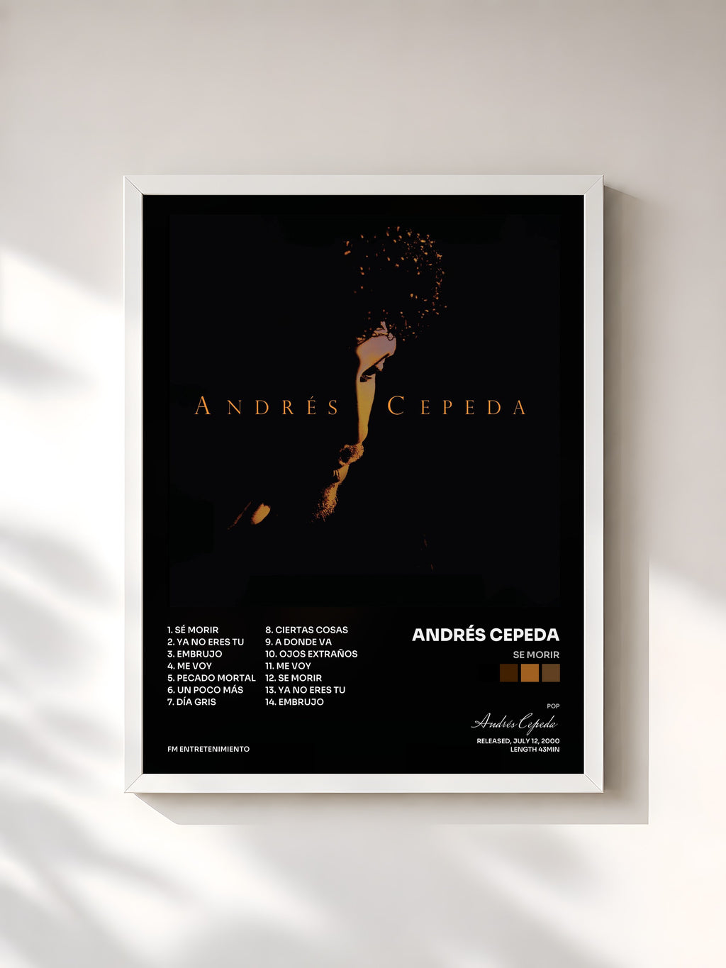 #blanc Tableau de l'album Se Morir de Andrés Cepeda, cadre blanc, imprimé et encadré en France