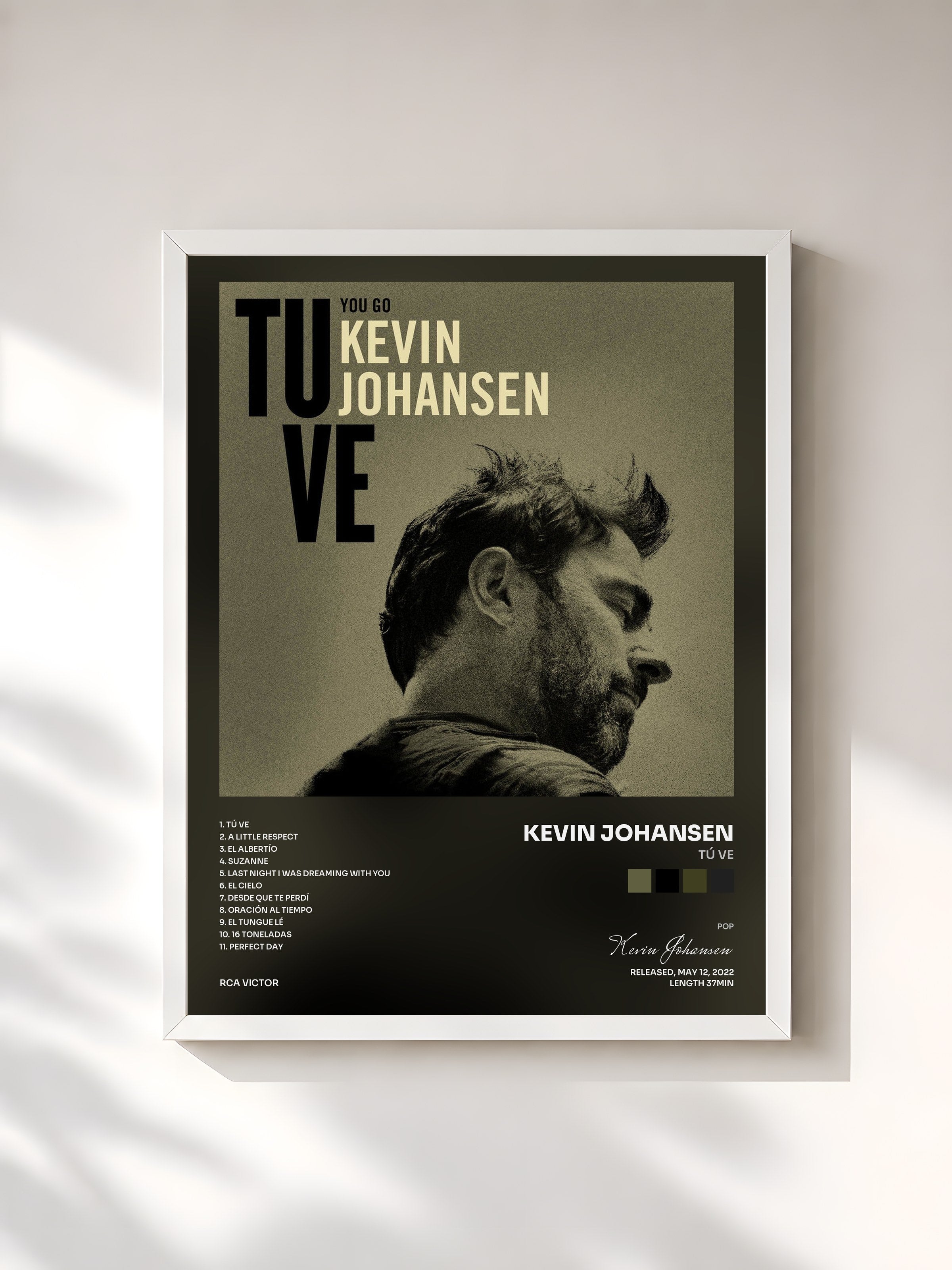 #blanc Tableau de l'album Tú Ve de Kevin Johansen, cadre blanc, imprimé et encadré en France