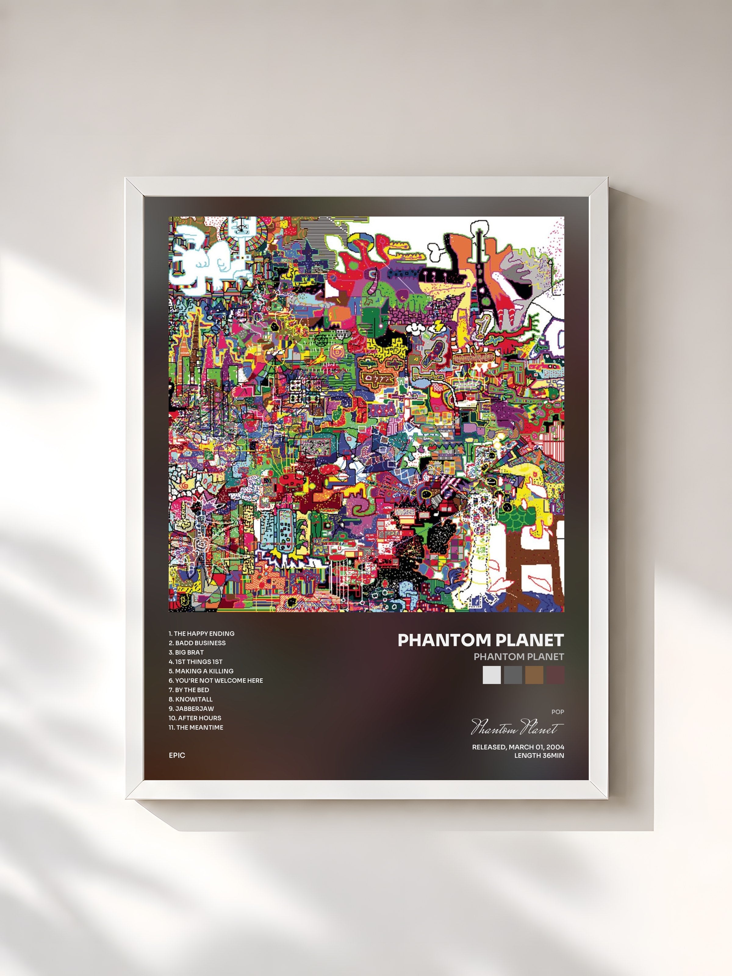 #blanc Tableau de l'album Phantom Planet de Phantom Planet, cadre blanc, imprimé et encadré en France