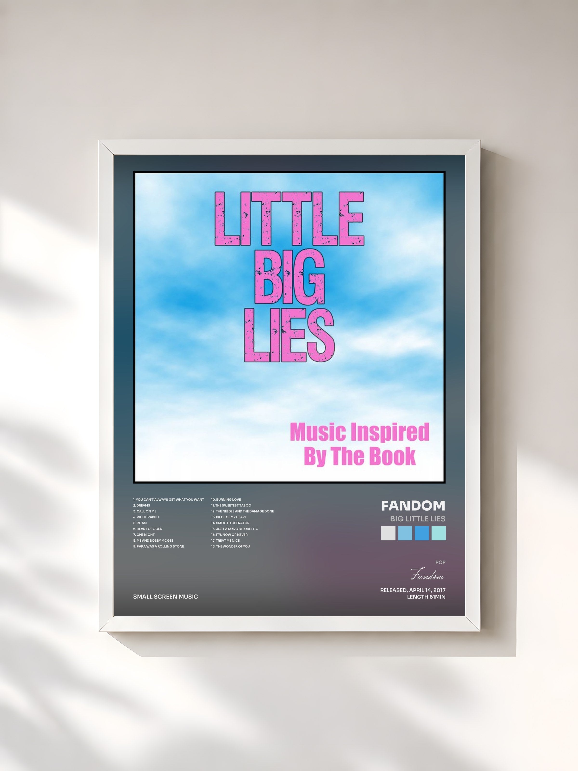 #blanc Tableau de l'album Big Little Lies de Fandom, cadre blanc, imprimé et encadré en France