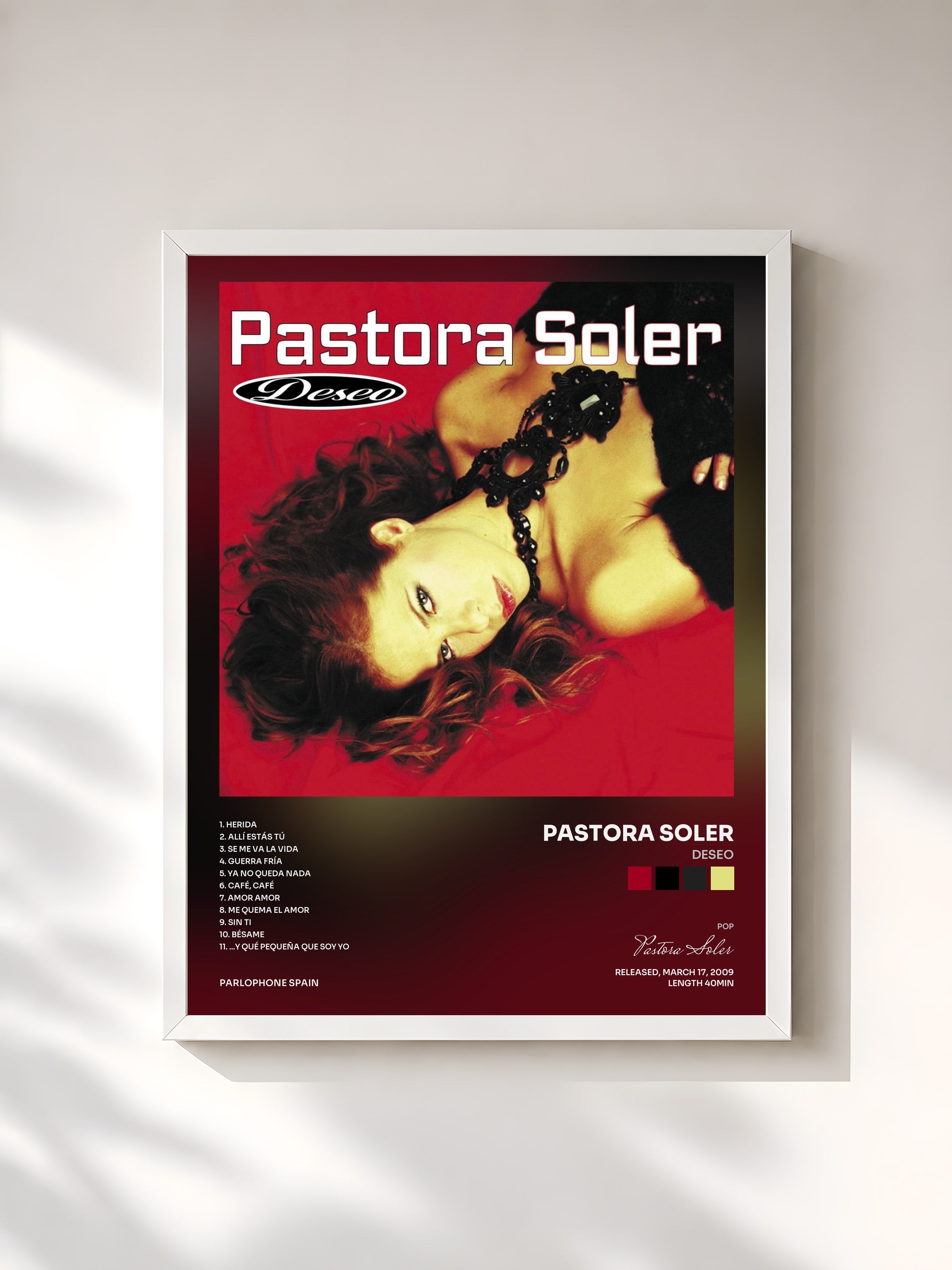 #blanc Tableau de l'album Deseo de Pastora Soler, cadre blanc, imprimé et encadré en France