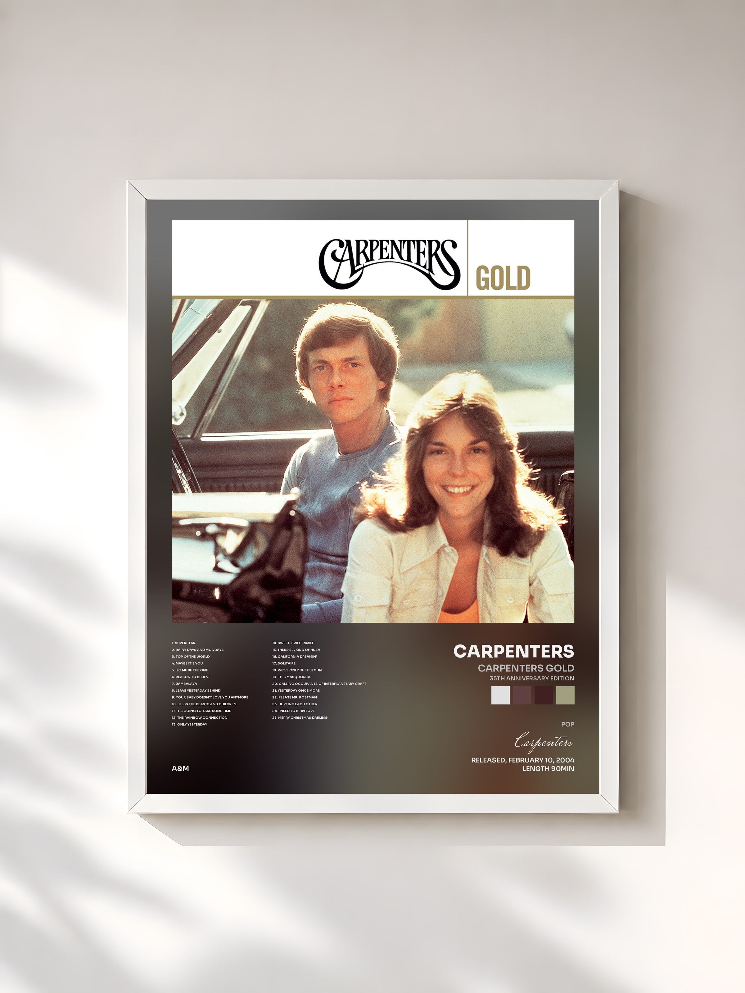 #blanc Tableau de l'album Carpenters Gold (35th Anniversary Edition) de Carpenters, cadre blanc, imprimé et encadré en France