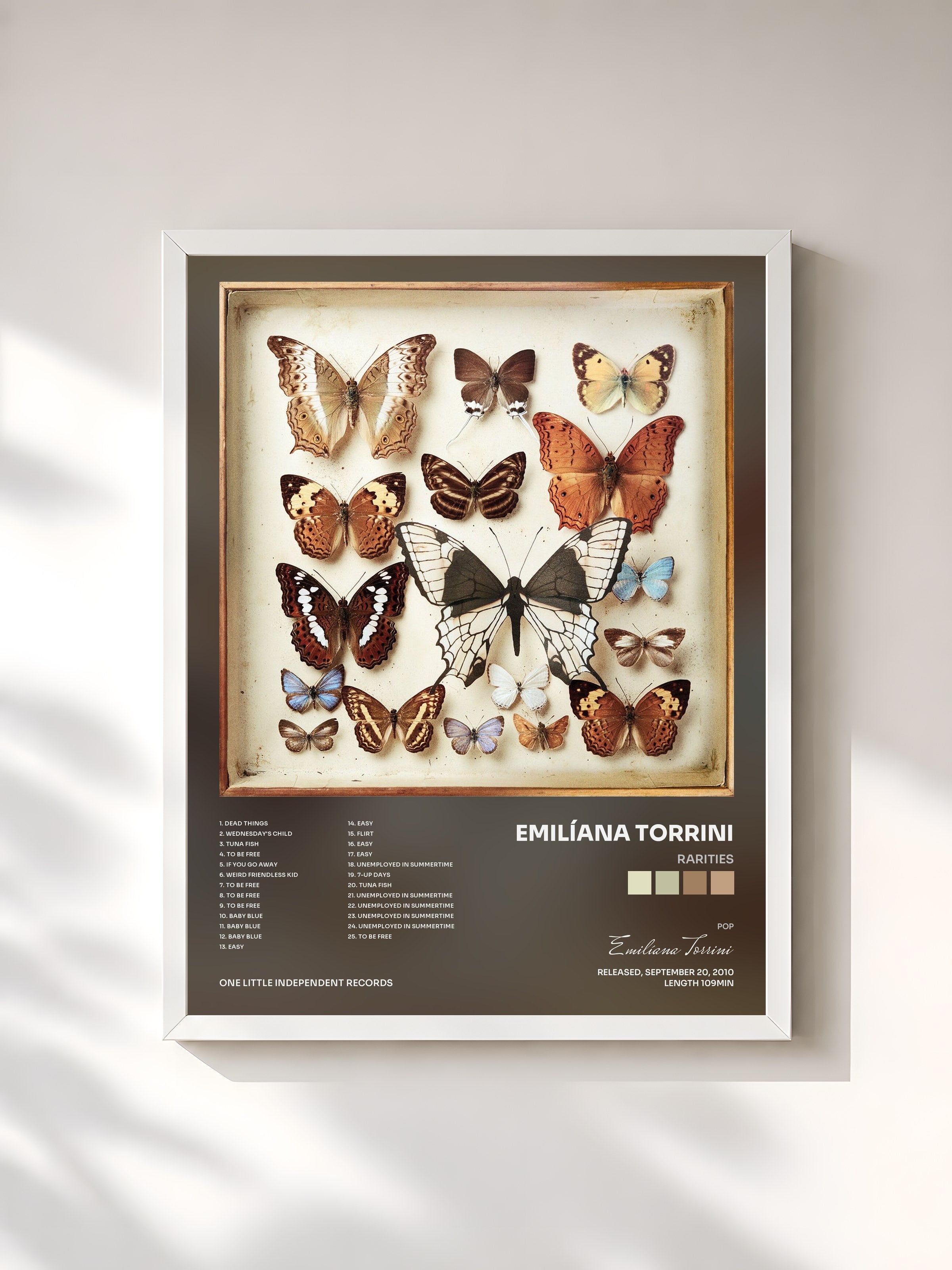 #blanc Tableau de l'album Rarities de Emilíana Torrini, cadre blanc, imprimé et encadré en France