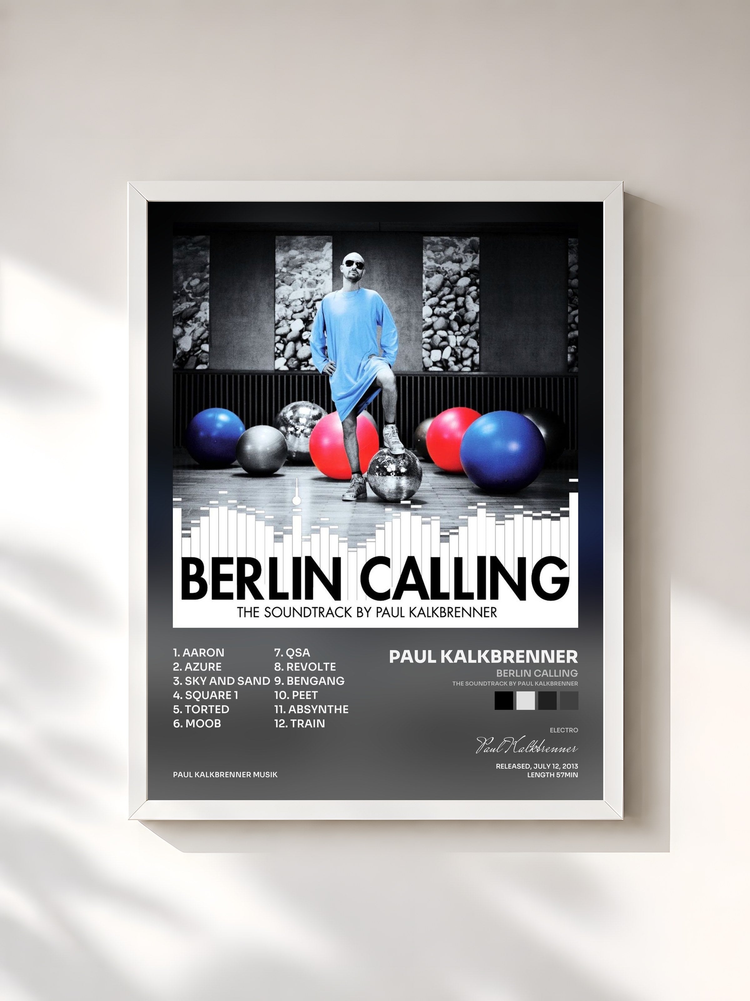 #blanc Tableau de l'album Berlin Calling (The Soundtrack by Paul Kalkbrenner) de Paul Kalkbrenner, cadre blanc, imprimé et encadré en France