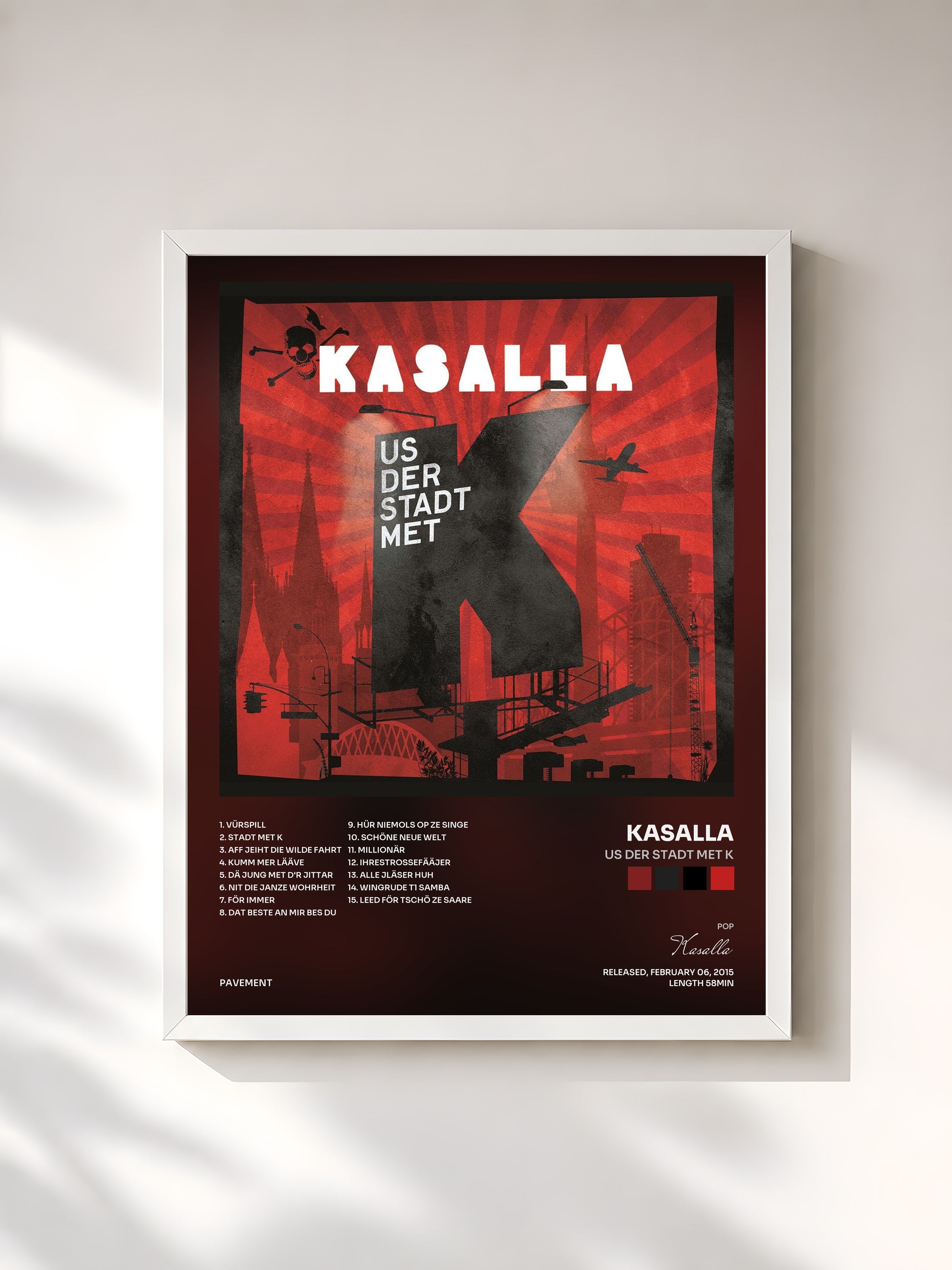 #blanc Tableau de l'album Us der Stadt met K de Kasalla, cadre blanc, imprimé et encadré en France