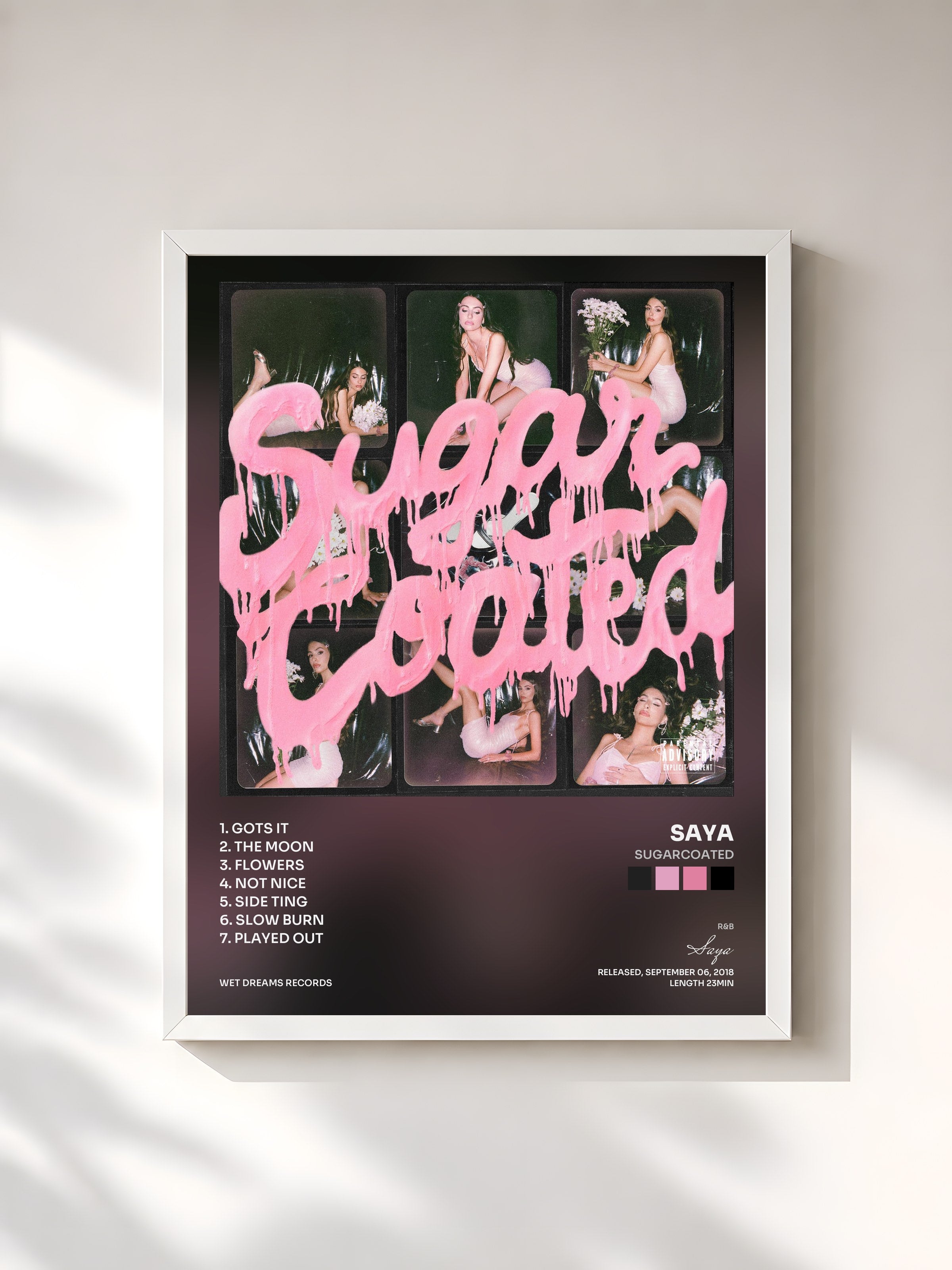#blanc Tableau de l'album Sugarcoated de Saya, cadre blanc, imprimé et encadré en France