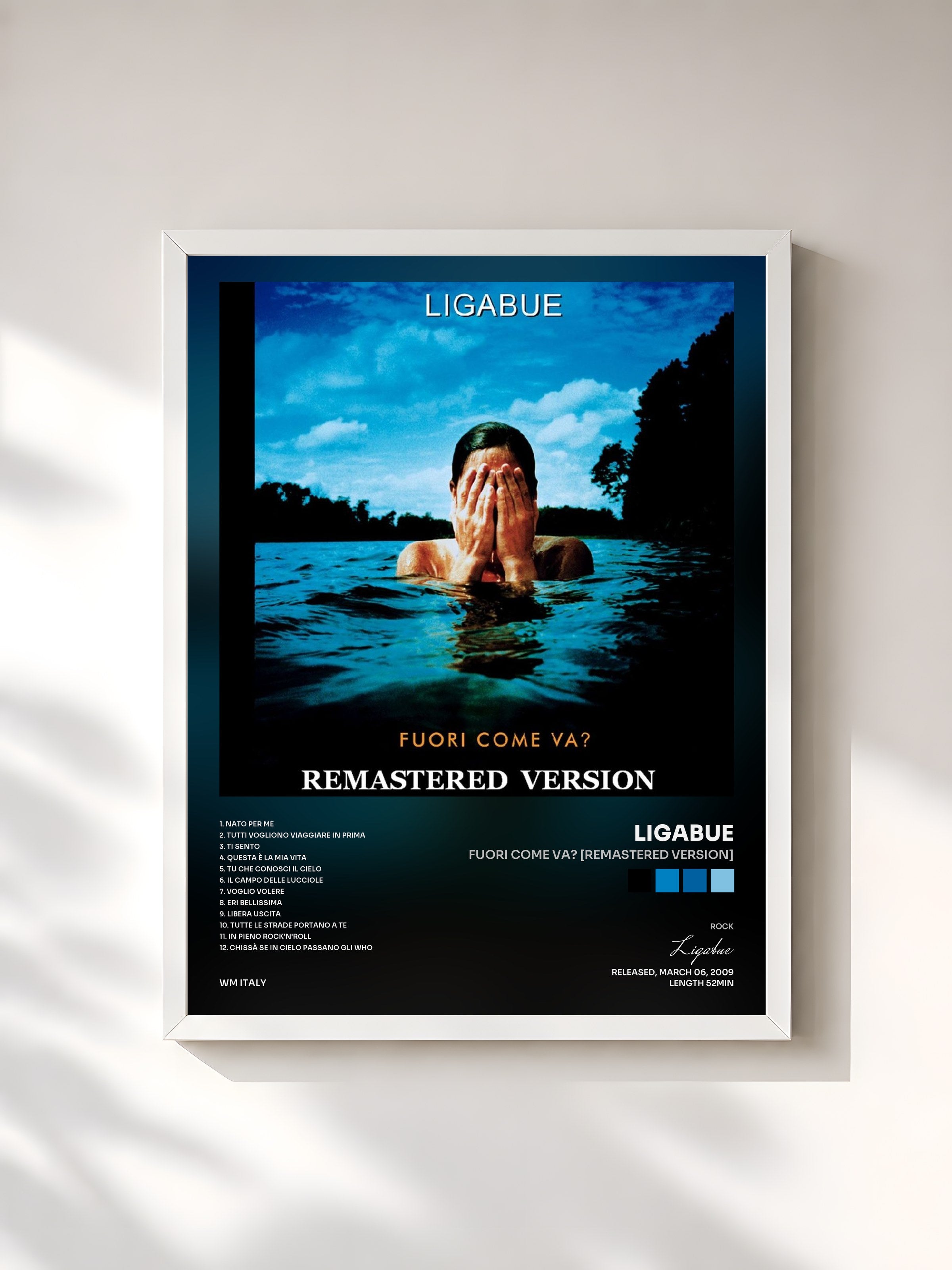 #blanc Tableau de l'album Fuori come va? [Remastered Version] de Ligabue, cadre blanc, imprimé et encadré en France