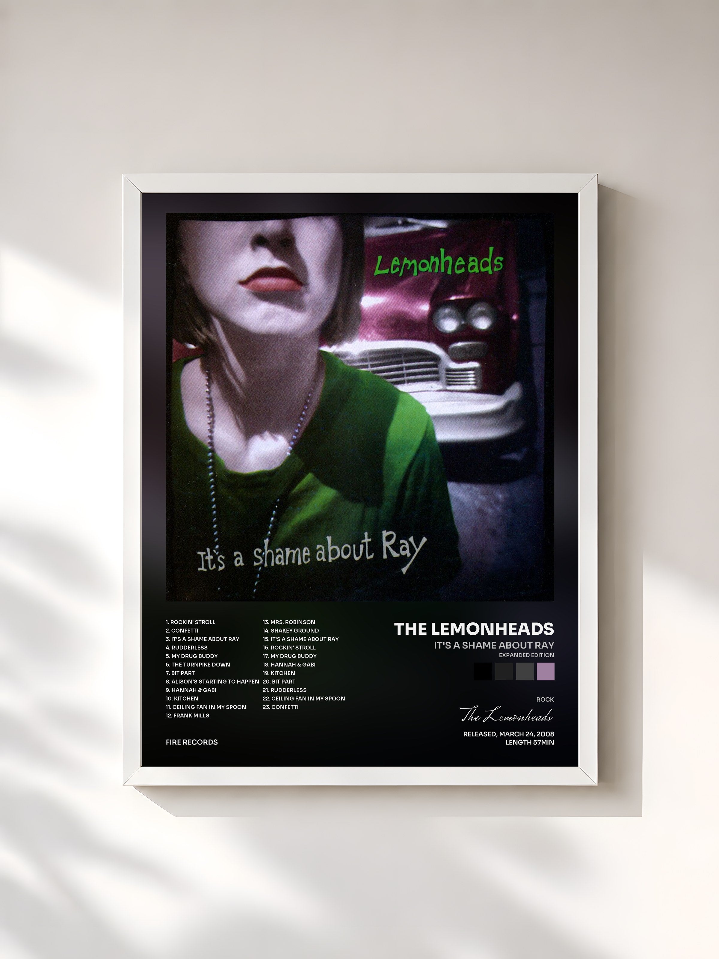 #blanc Tableau de l'album It's a Shame About Ray (Expanded Edition) de The Lemonheads, cadre blanc, imprimé et encadré en France