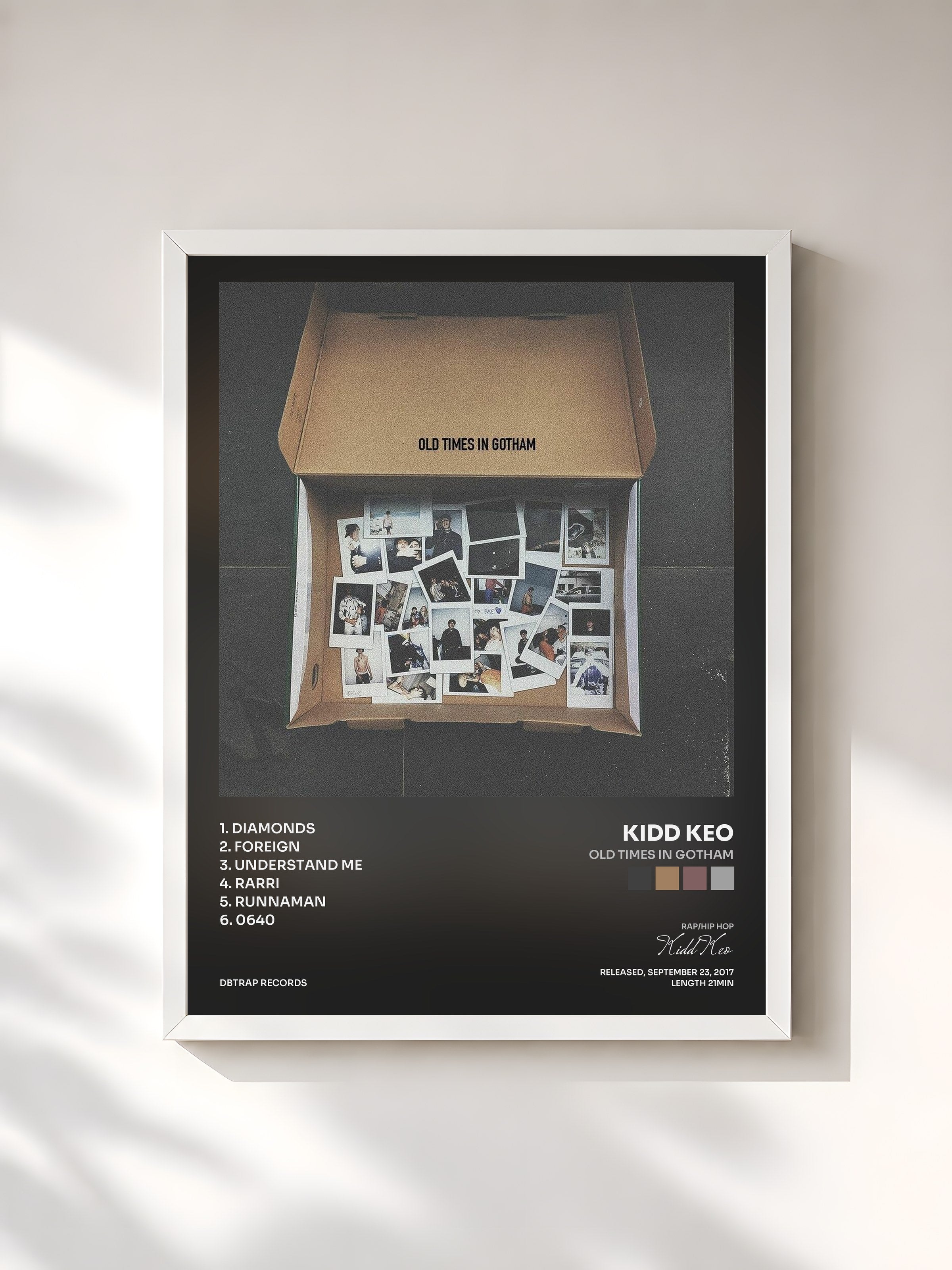 #blanc Tableau de l'album Old Times in Gotham de Kidd Keo, cadre blanc, imprimé et encadré en France