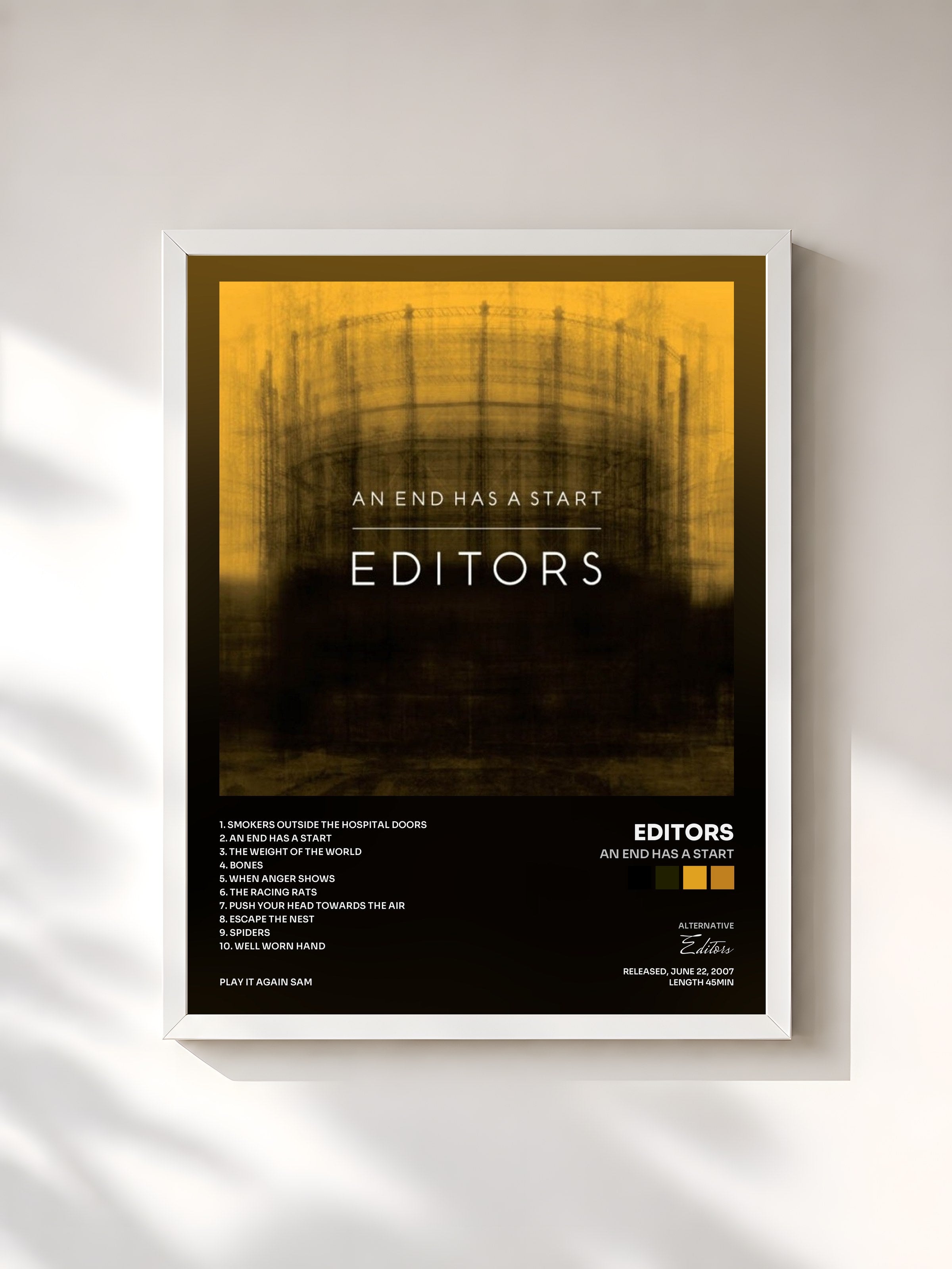 #blanc Tableau de l'album An End Has a Start de Editors, cadre blanc, imprimé et encadré en France