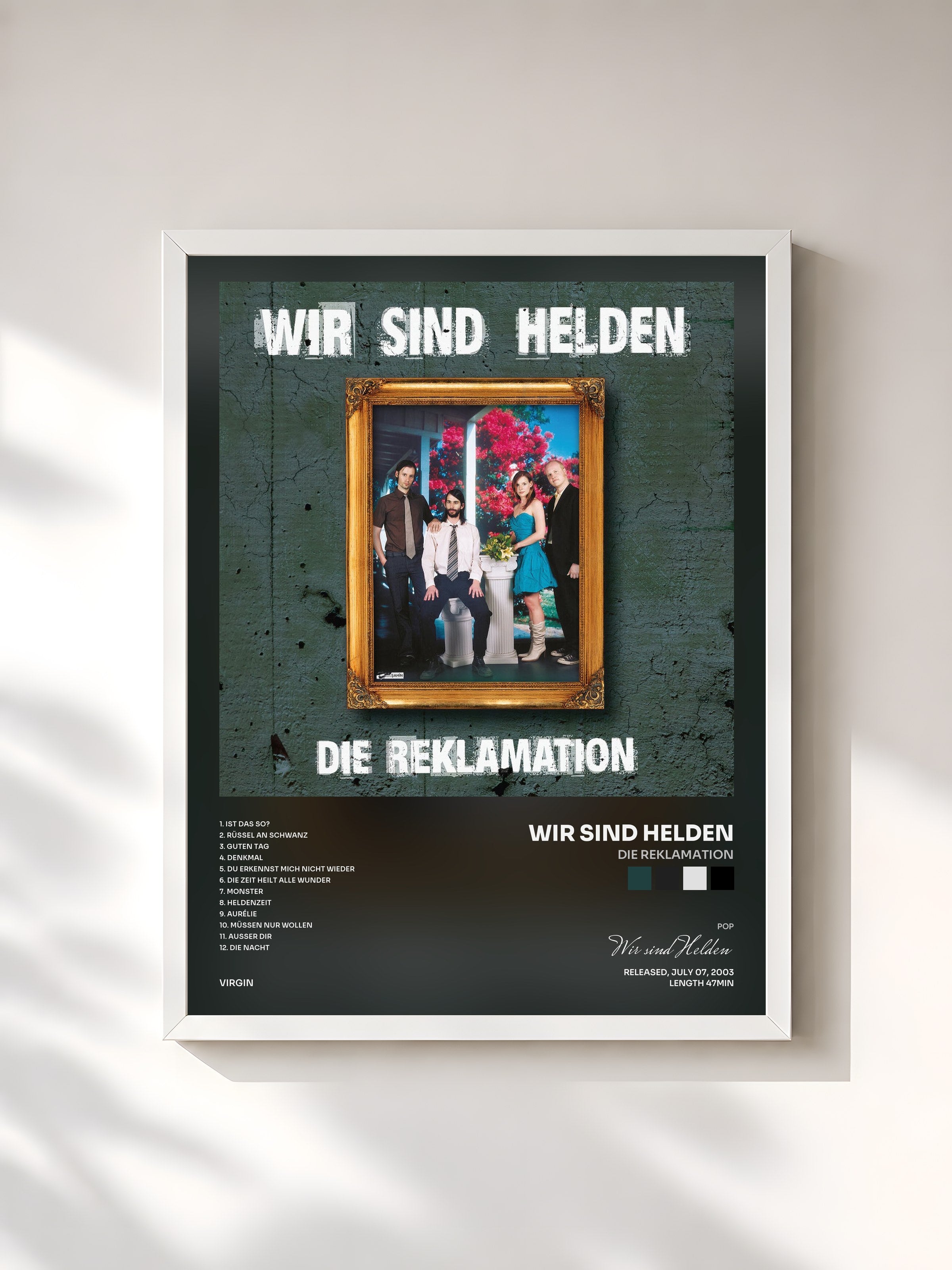 #blanc Tableau de l'album Die Reklamation de Wir sind Helden, cadre blanc, imprimé et encadré en France