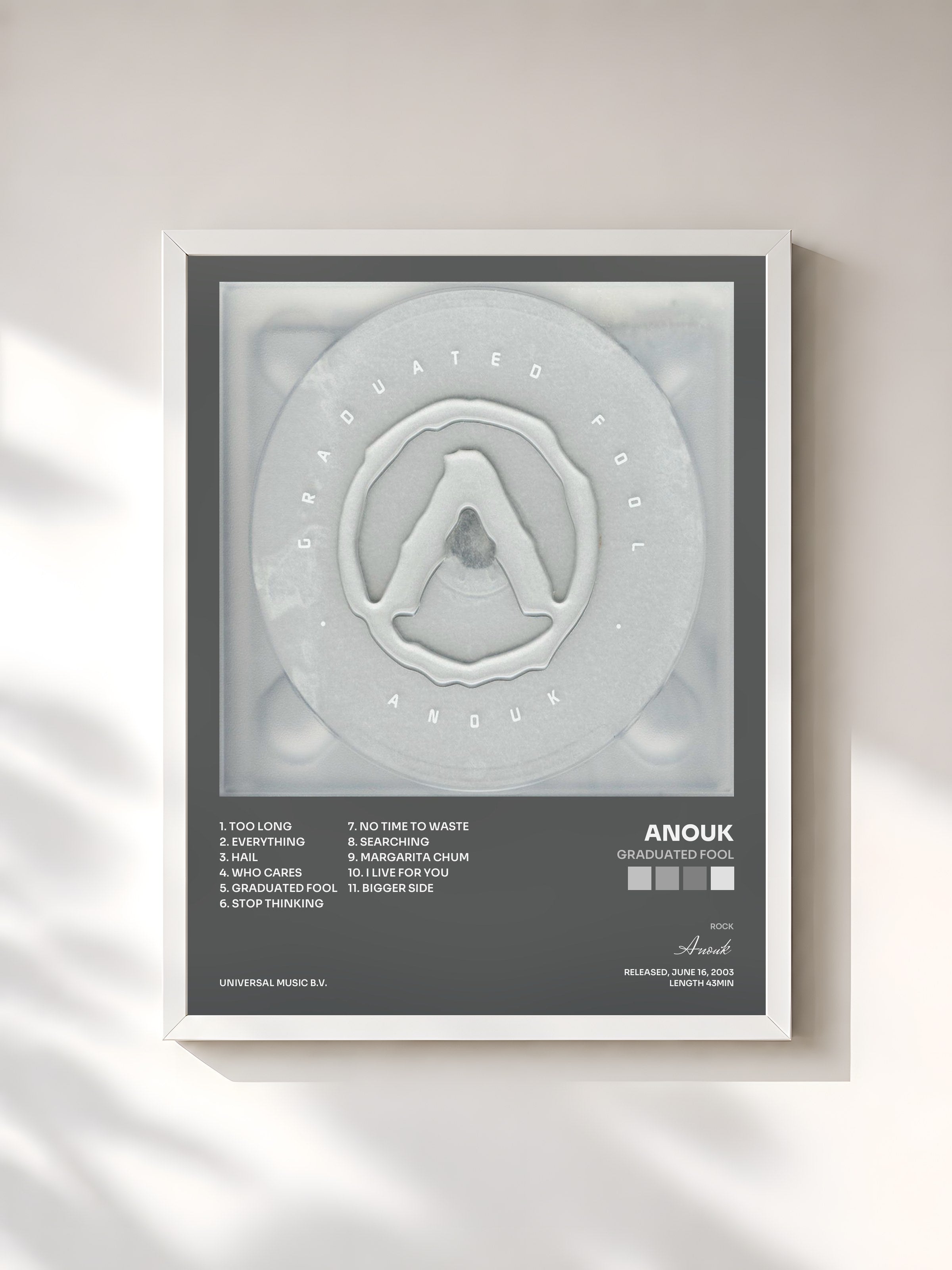 #blanc Tableau de l'album Graduated Fool de Anouk, cadre blanc, imprimé et encadré en France